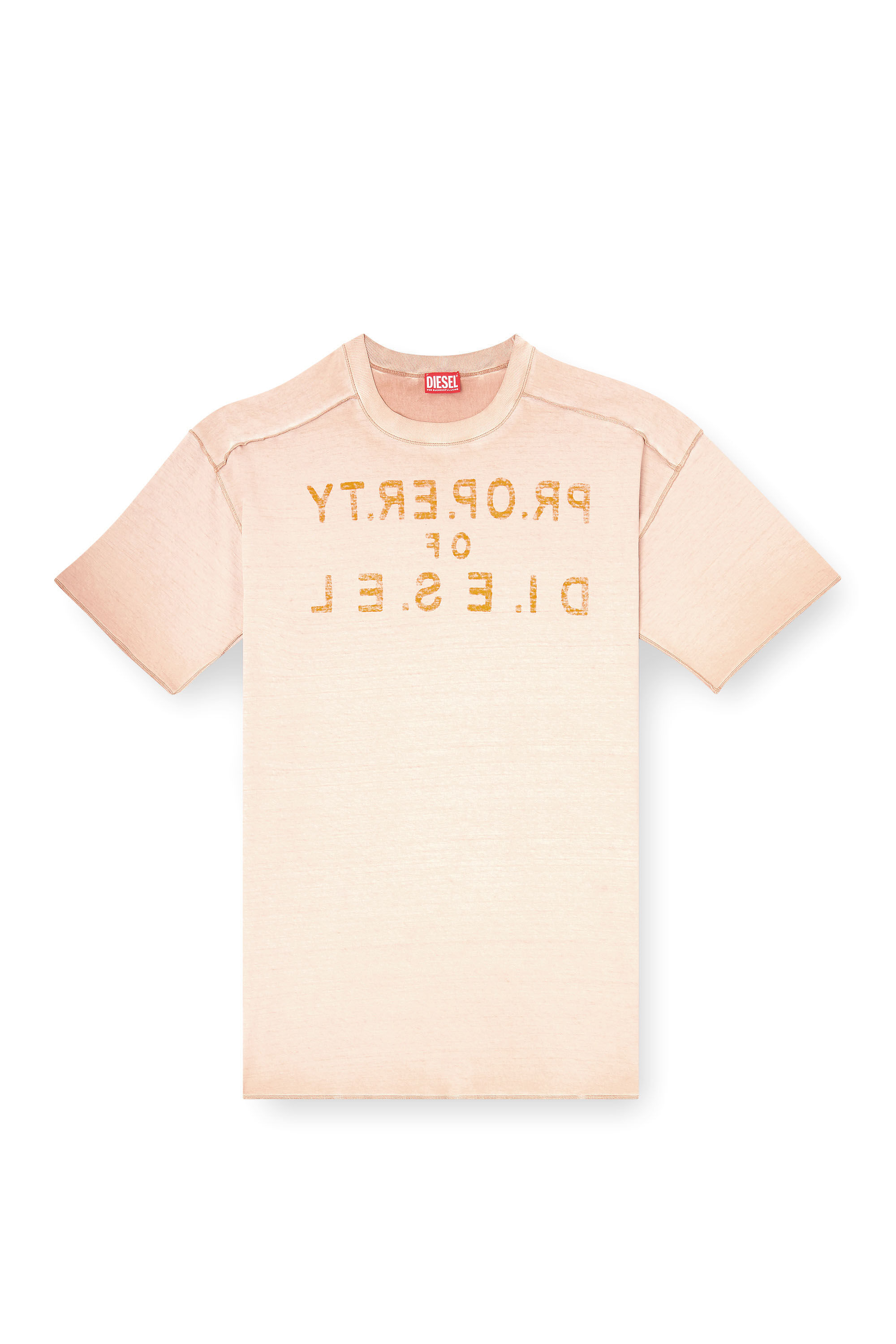 Diesel - T-LOOK, Man's Relaxed cotton T-shirt with front and back print in Beige - 2