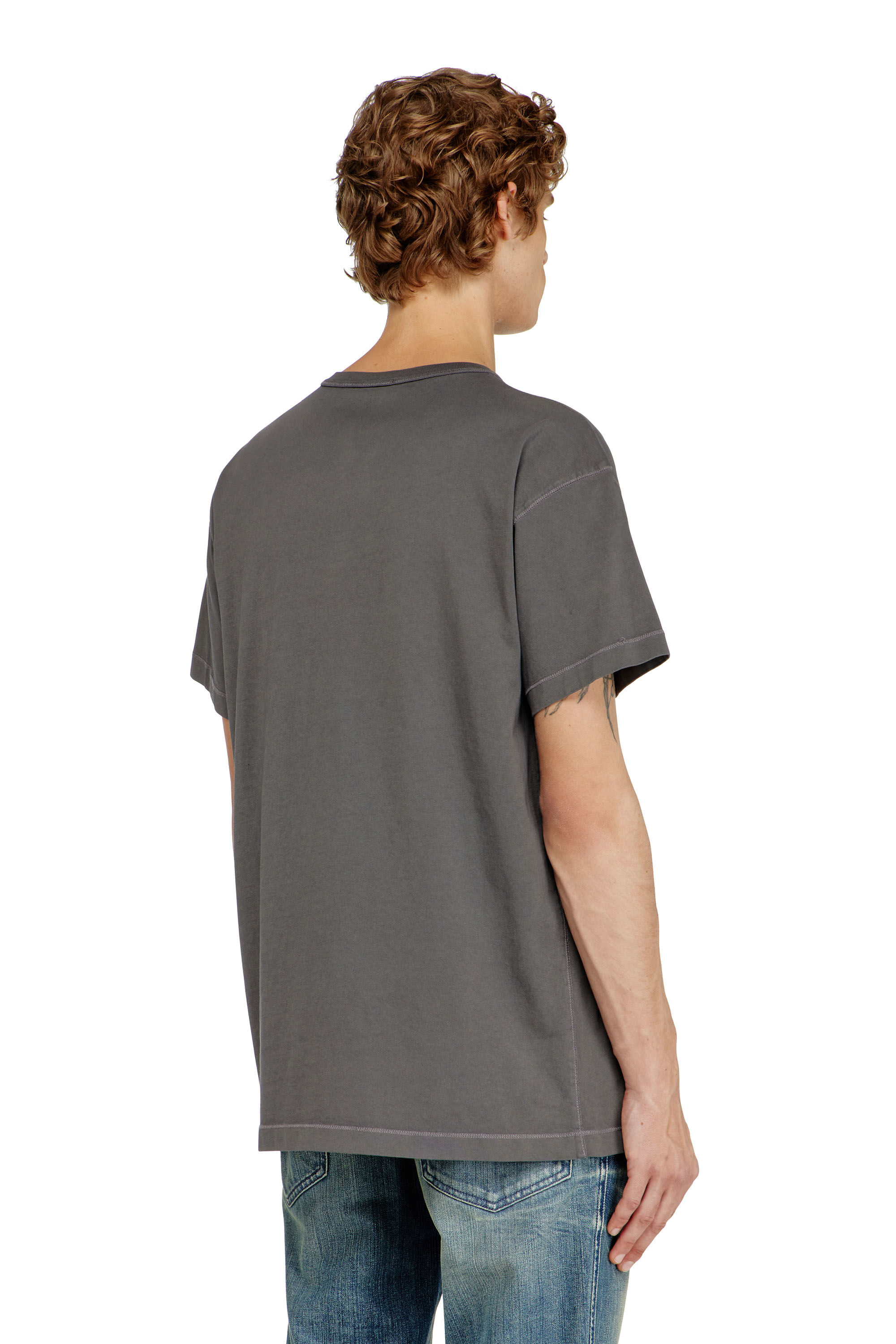 Diesel - T-NORM-IOD, Man's Light cotton T-shirt with metallic Oval D logo in Grey - 4