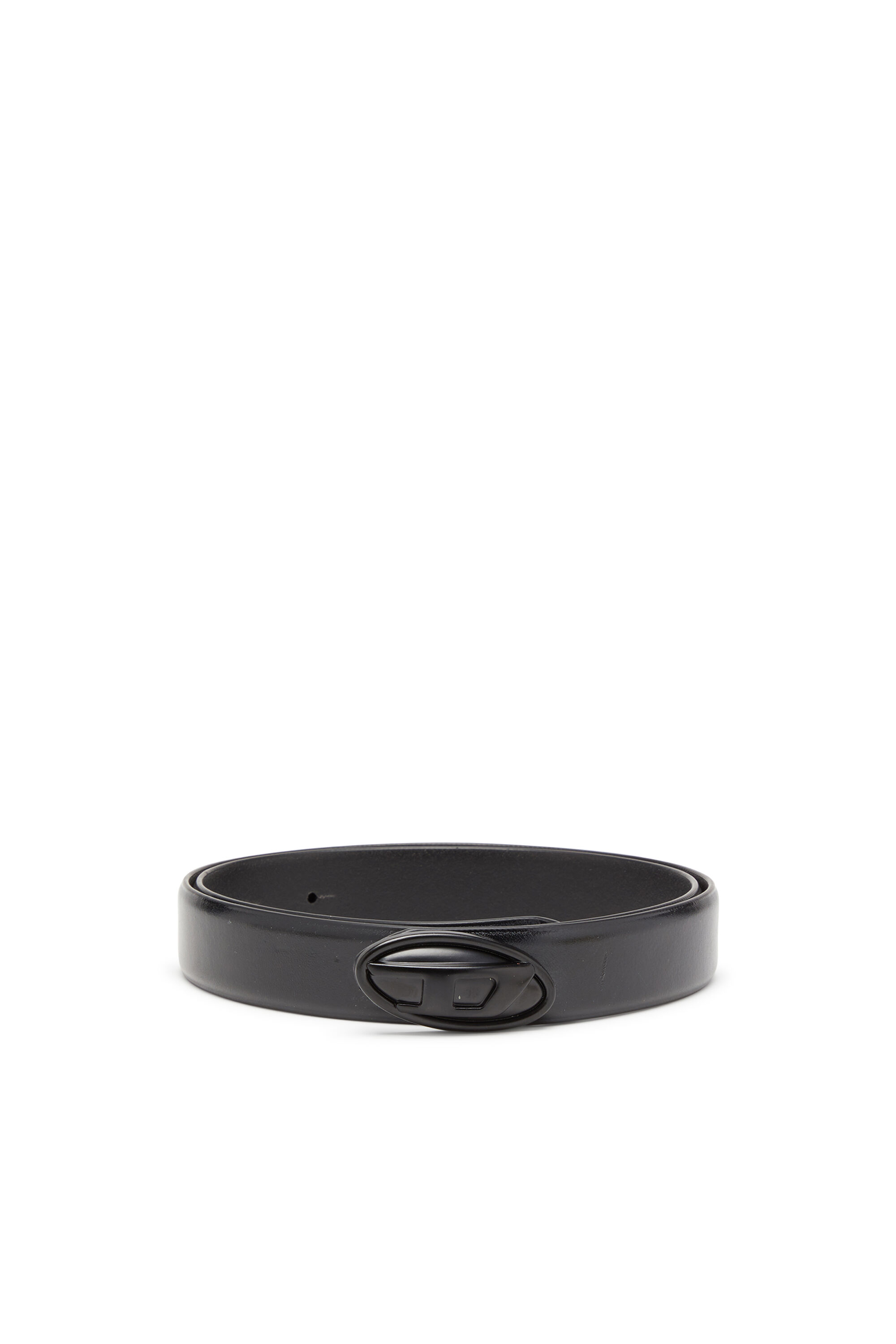 Diesel - B-DD, Woman's 2.4 cm leather belt with Oval D buckle in Black - 1