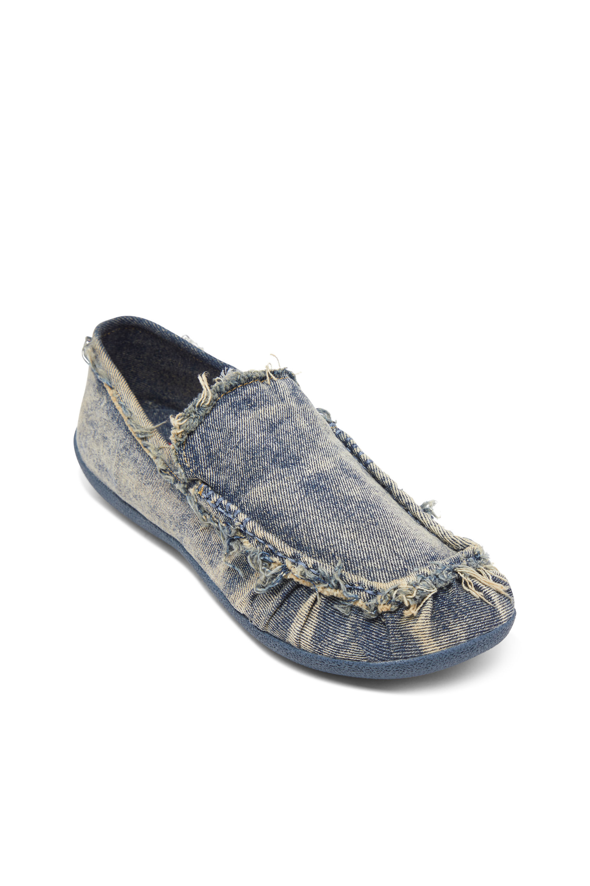 Diesel - D-SHOCK MOC, Man's D-Shock-Distressed denim loafers in Blue - 6