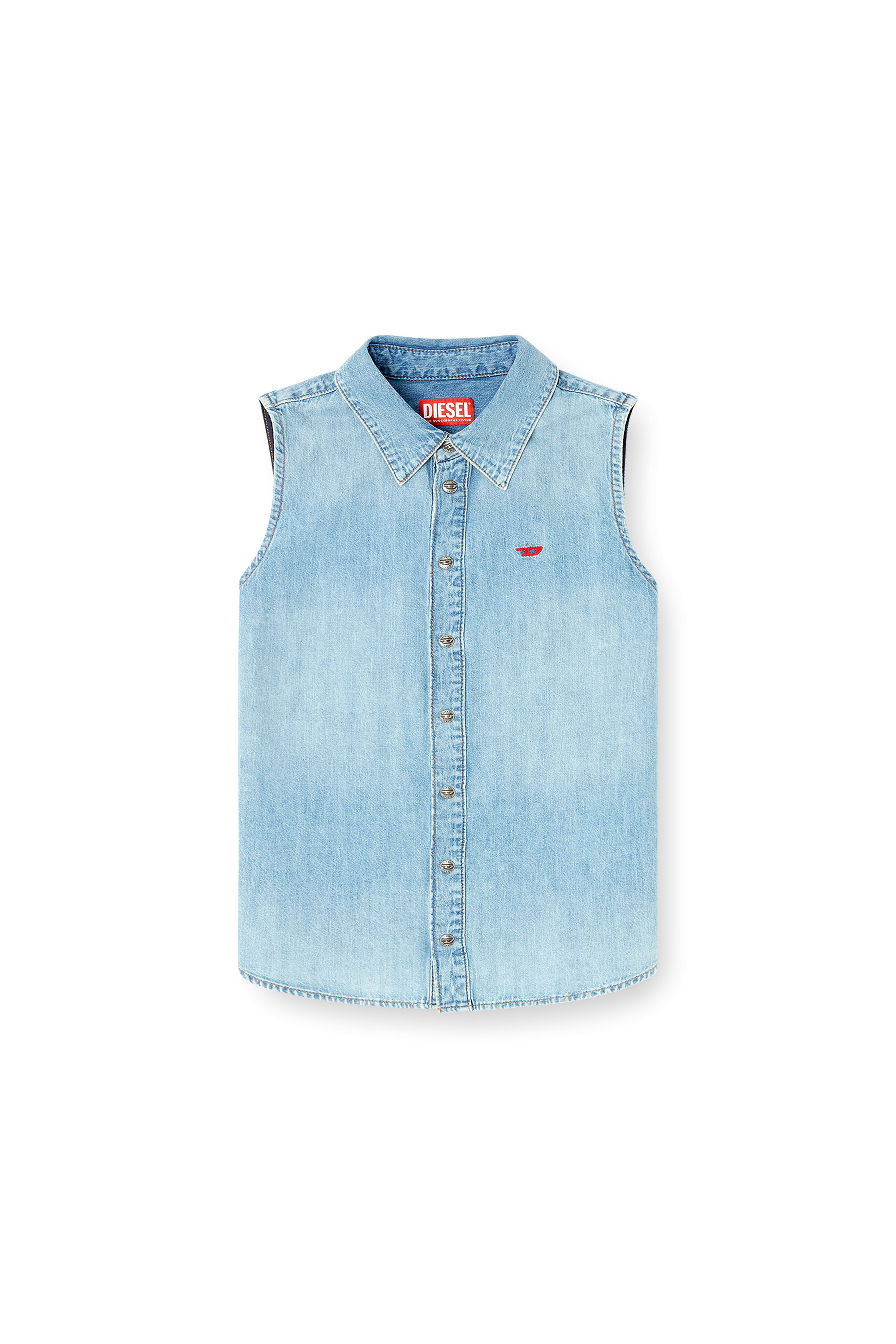 Diesel - DE-EAZY-SL, Woman's Sleeveless denim shirt in Light Blue - 2