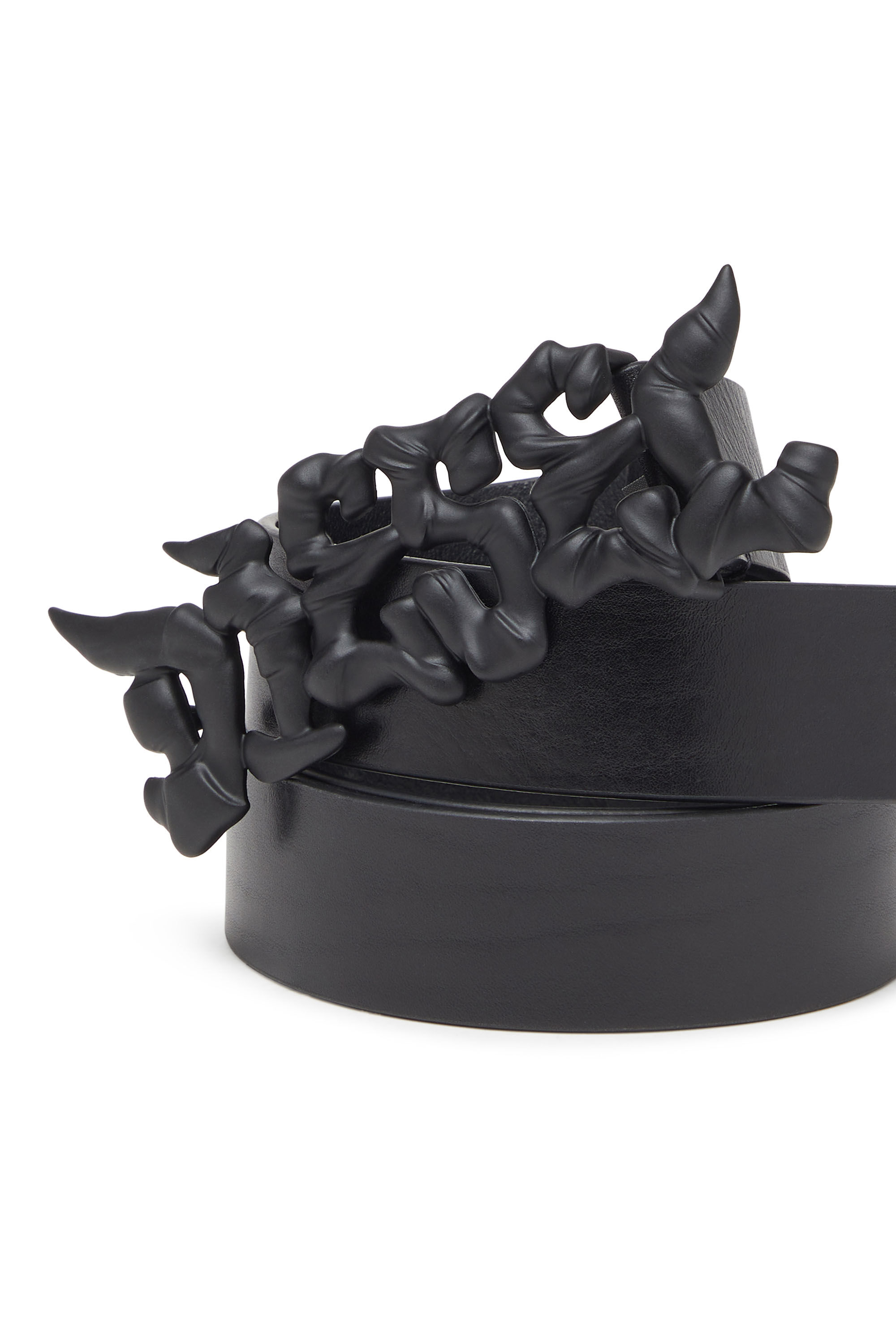 Diesel - B-GRAFFITI, Unisex's 3.5cm pull-up leather belt with graffiti buckle in Black - 3