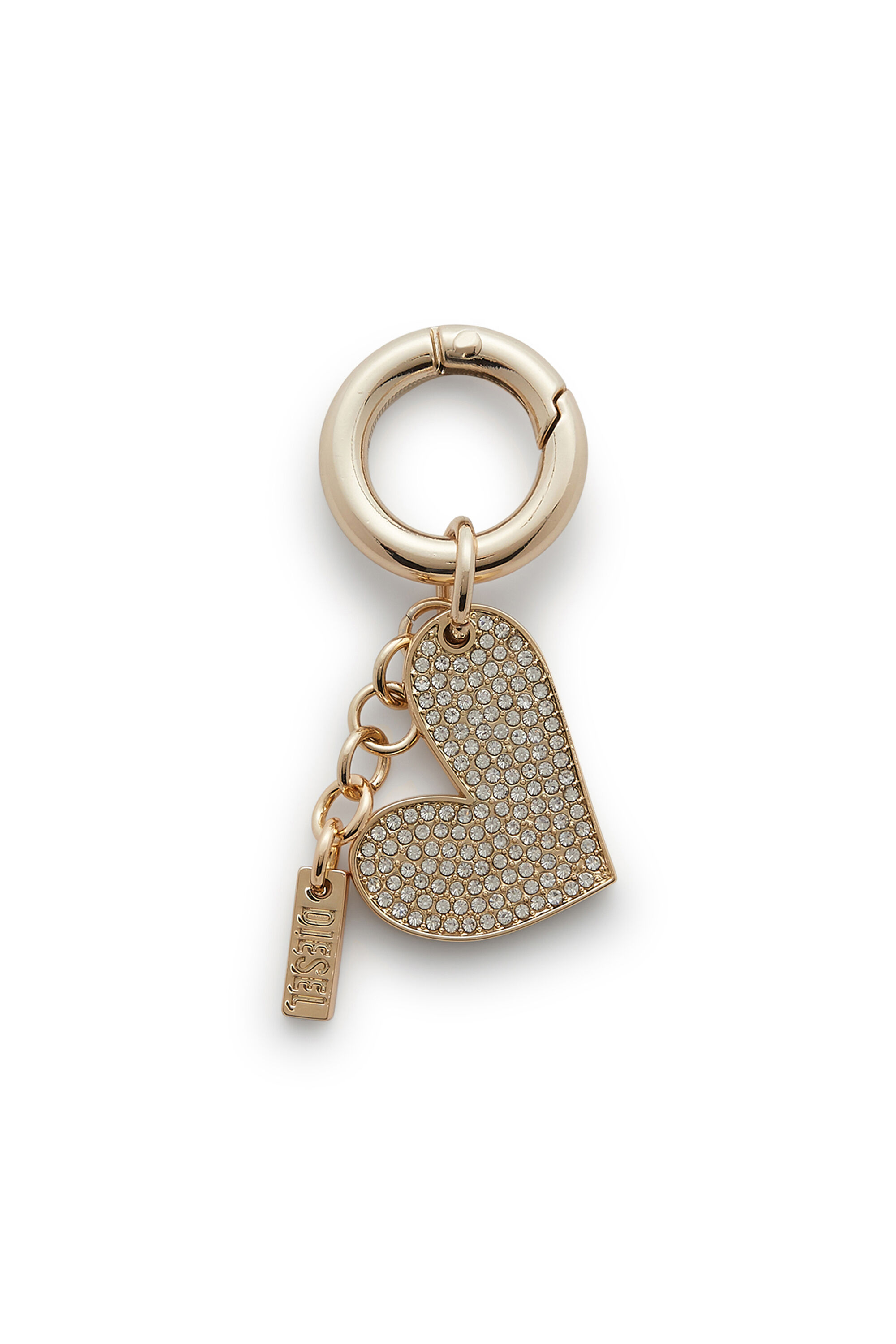 Diesel - CHARM-HEART, Woman's Metal heart charm with rhinestones in Gold - 1