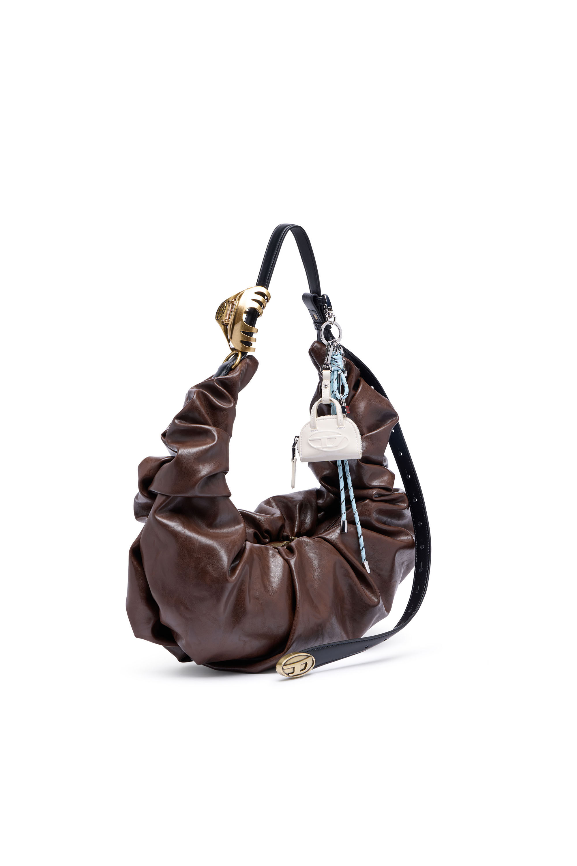 Diesel - GRAB-D HOBO L, Woman's Grab-D-Large scrunched hobo bag in Brown - 7