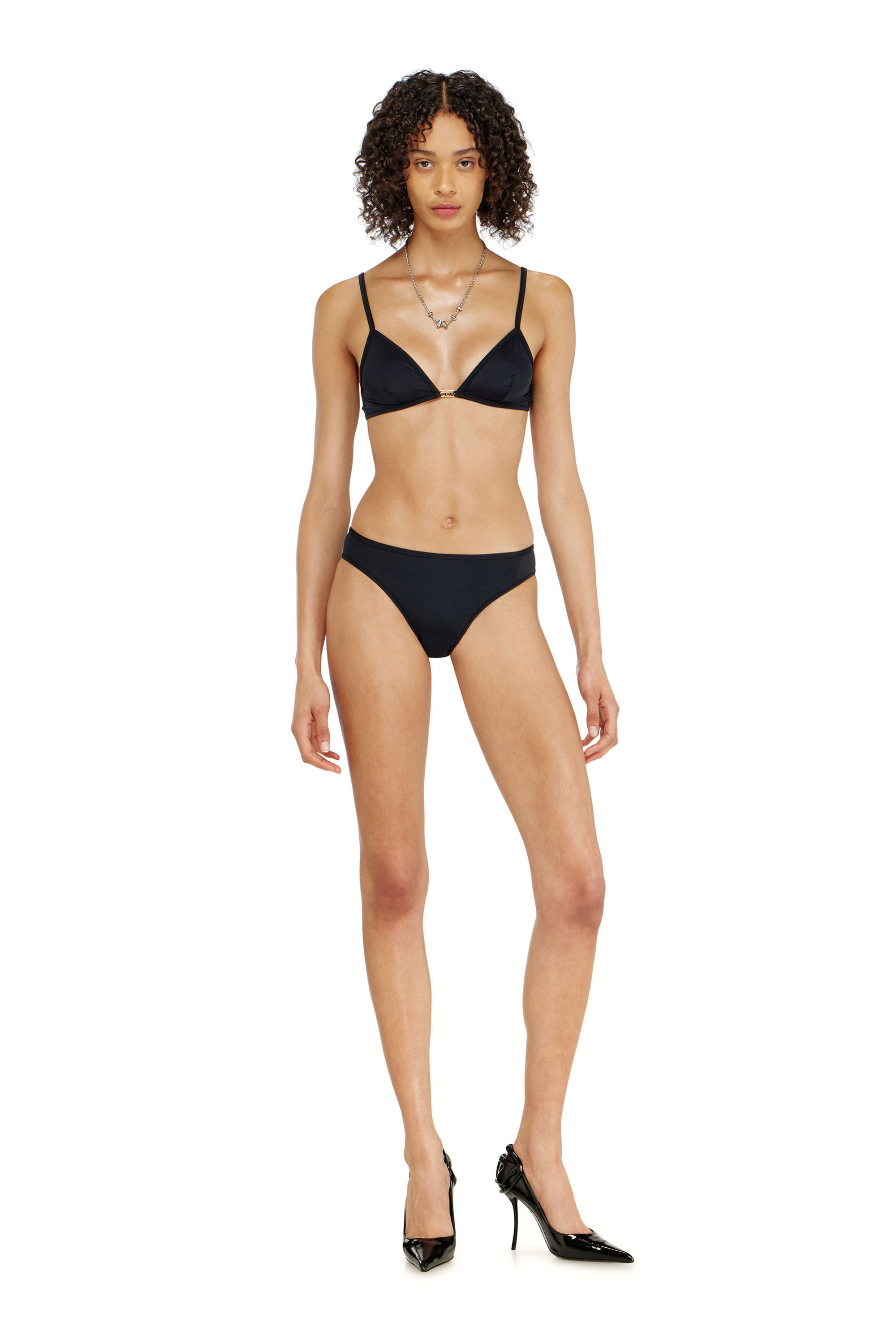 Diesel - LUNA-UTLT, Woman's Triangle bra in nylon with Oval D detail in Black - 1