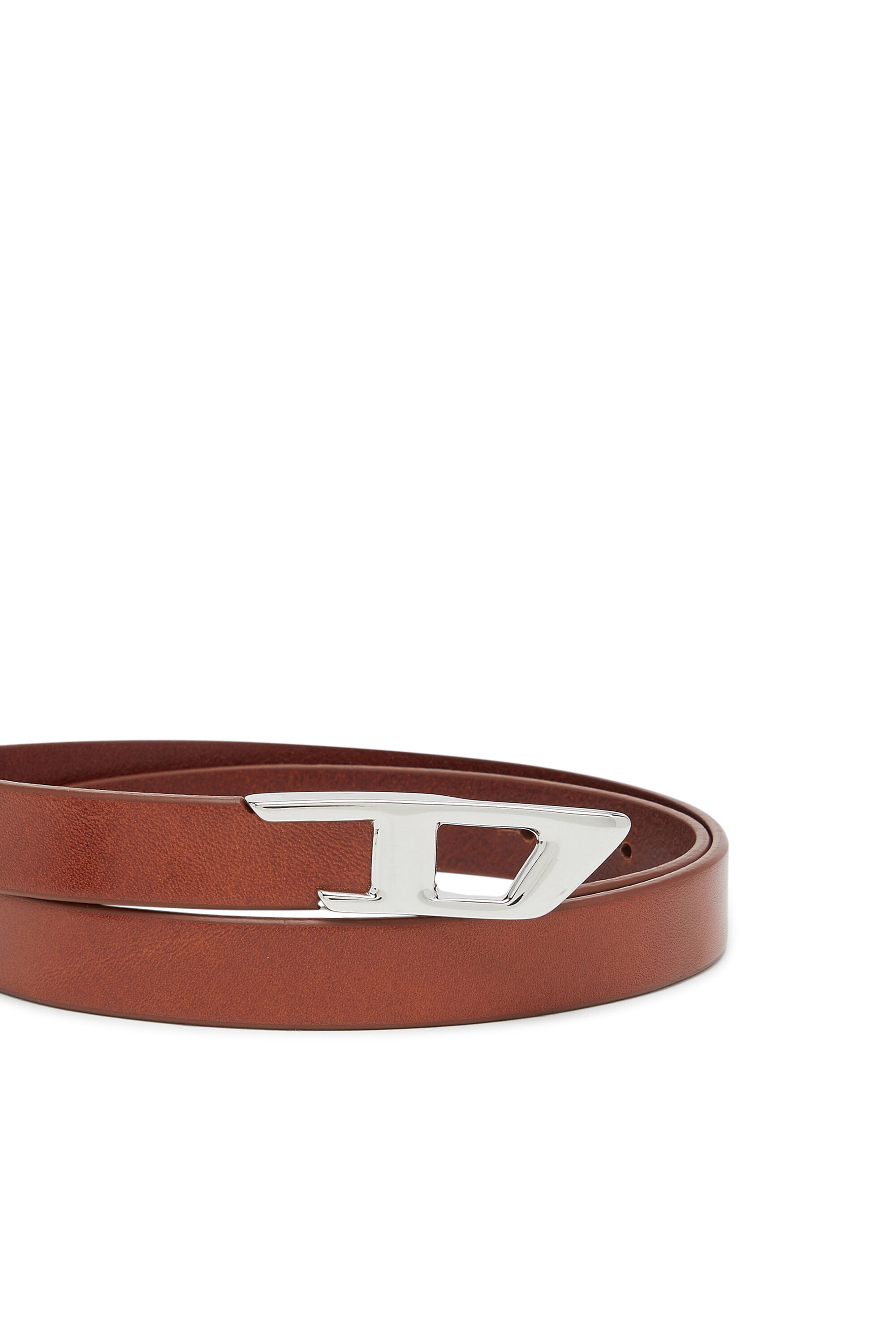 Diesel - B-D LOGO 2.0 20, Woman's 2 cm leather belt with metal D buckle in Brown - 3