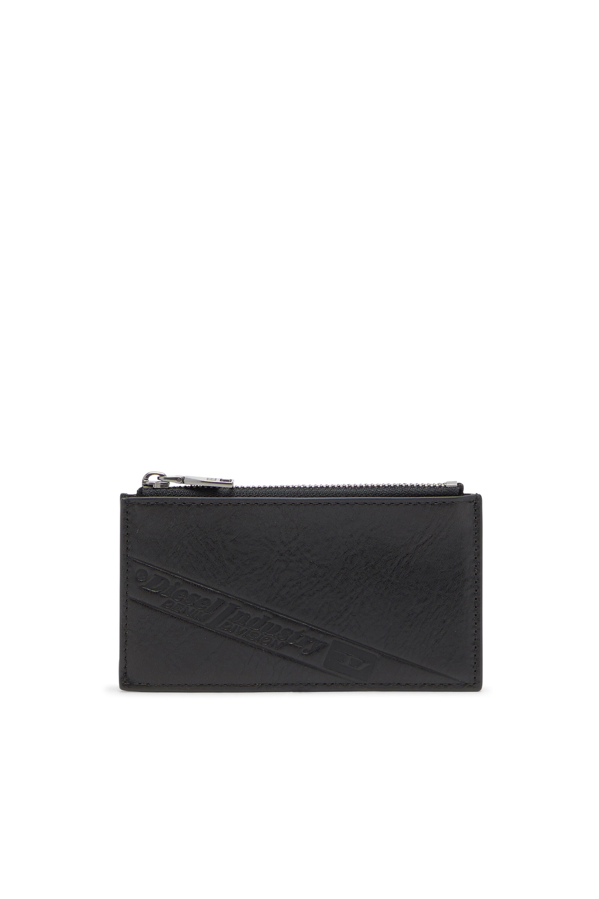 Diesel - FLAG-D CARD HOLDER III, Man's Leather card holder with zip closure in Black - 1