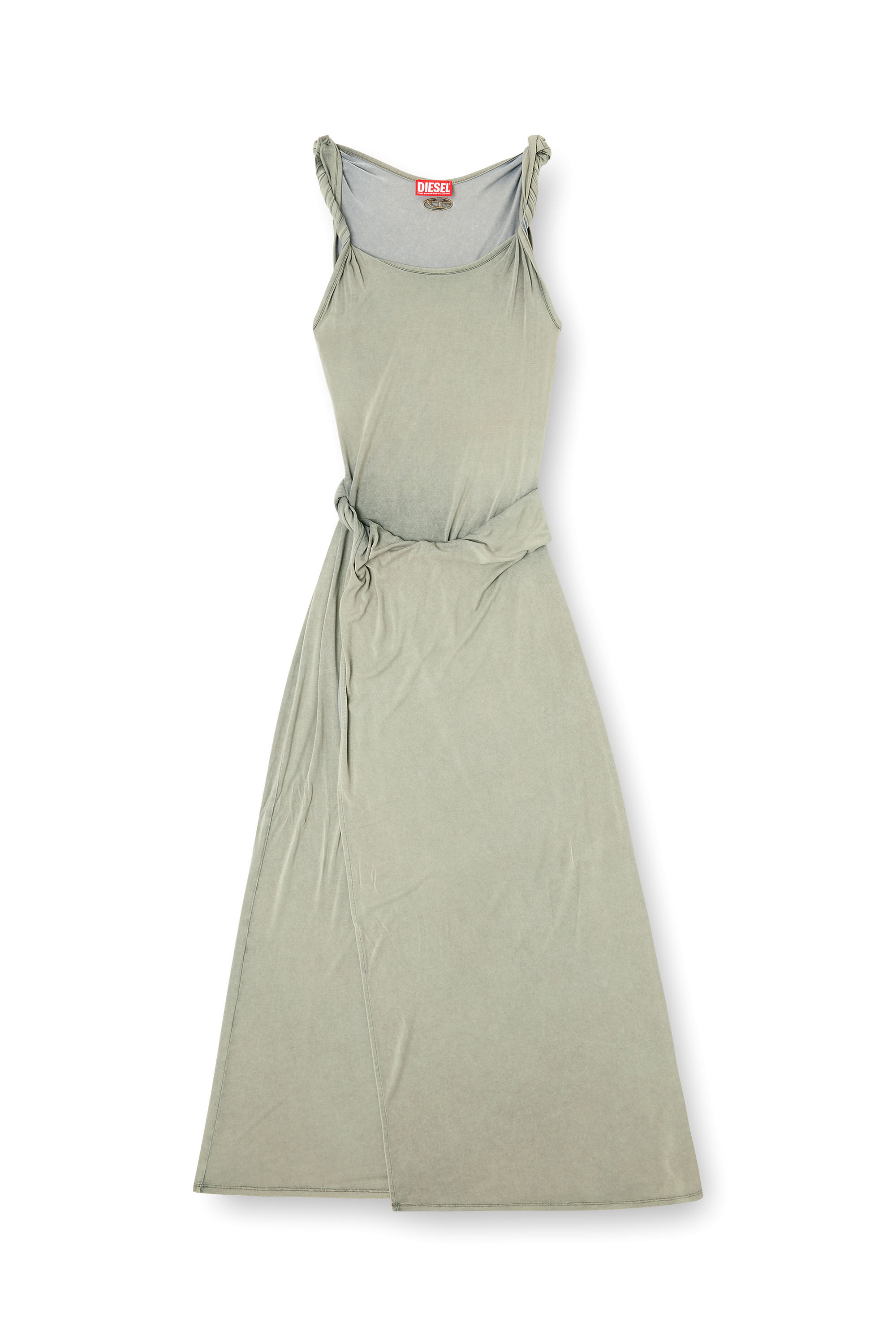 Diesel - D-ESTIGA-S1, Woman's Jersey maxi dress with twisted details in Olive Green - 2