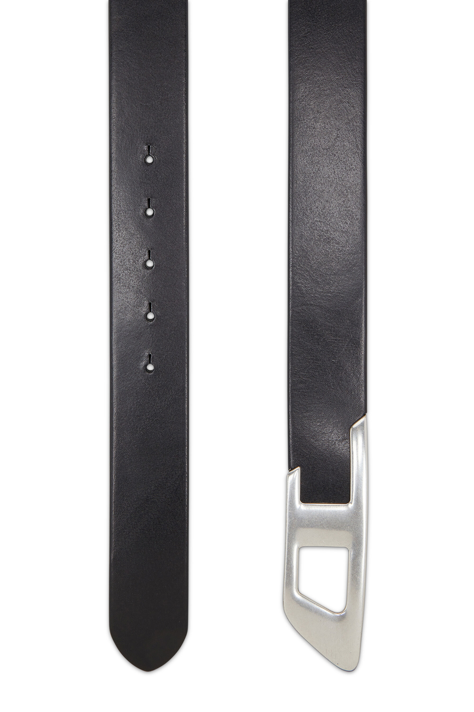 Diesel - B-D LOGO 2.0 40, Unisex's 4 cm leather belt with metal D buckle in Black/Silver - 2
