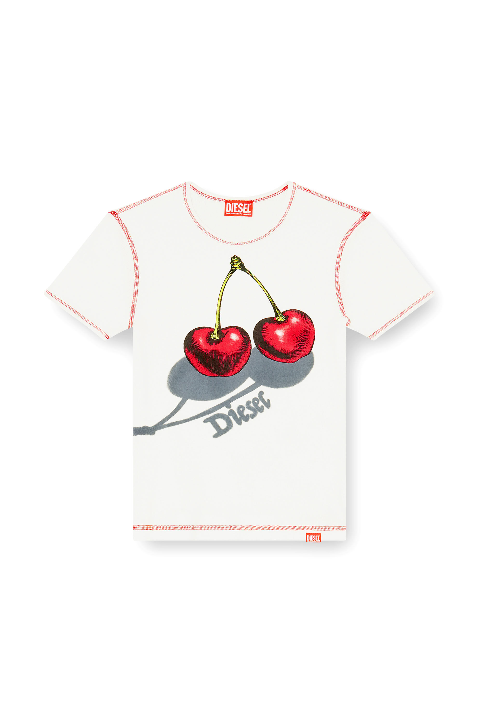 Diesel - SV-T-ELE-CHER, Woman's Slim cotton T-shirt with cherry print in White - 2