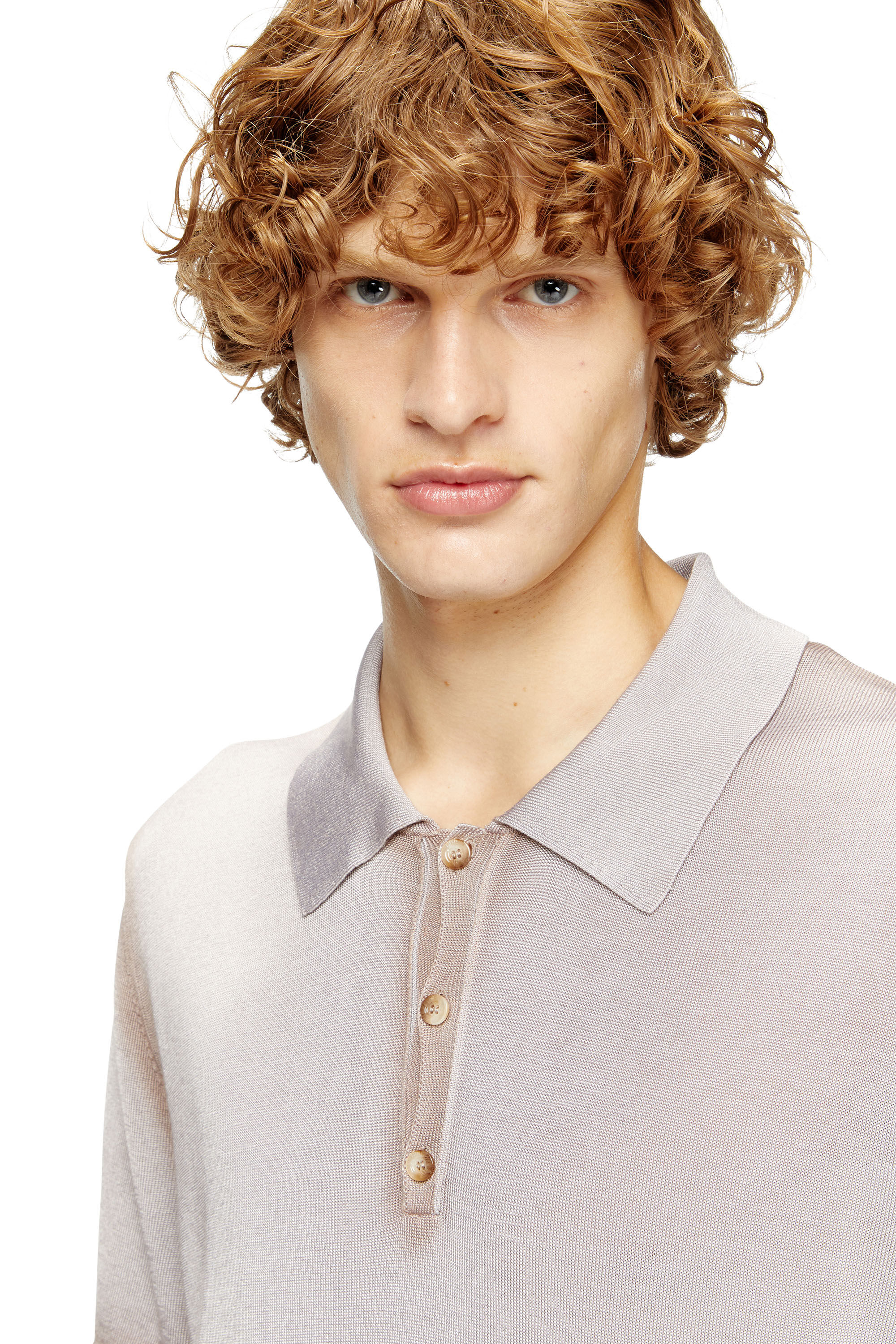 Diesel - K-VIRTO, Man's D&eacute;grad&eacute; knitted polo shirt in Beige - 5