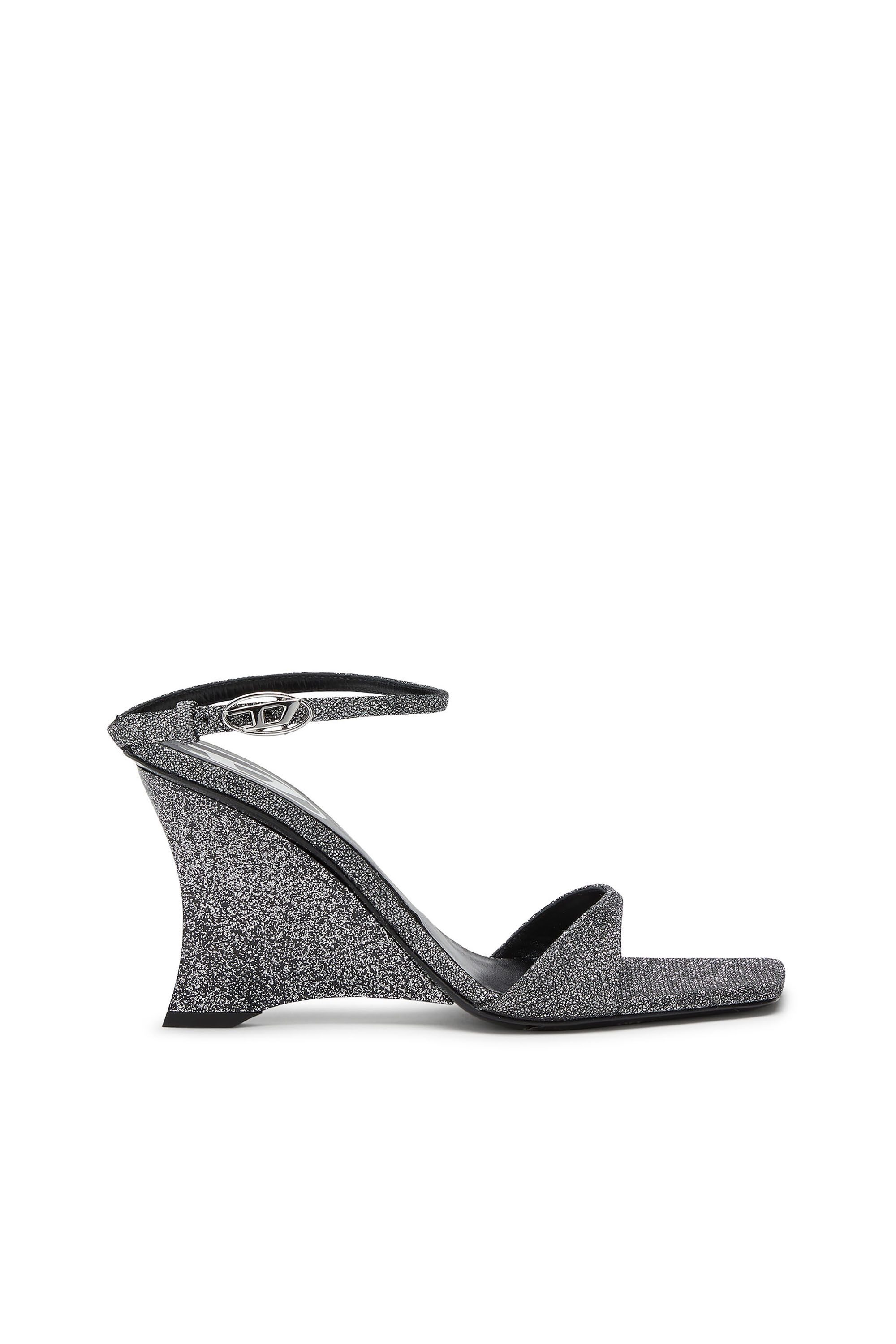 Diesel - D-AMBER SANDAL WEDGE, Woman's D-Amber-Wedge sandals in Lurex fabric in Silver - 1