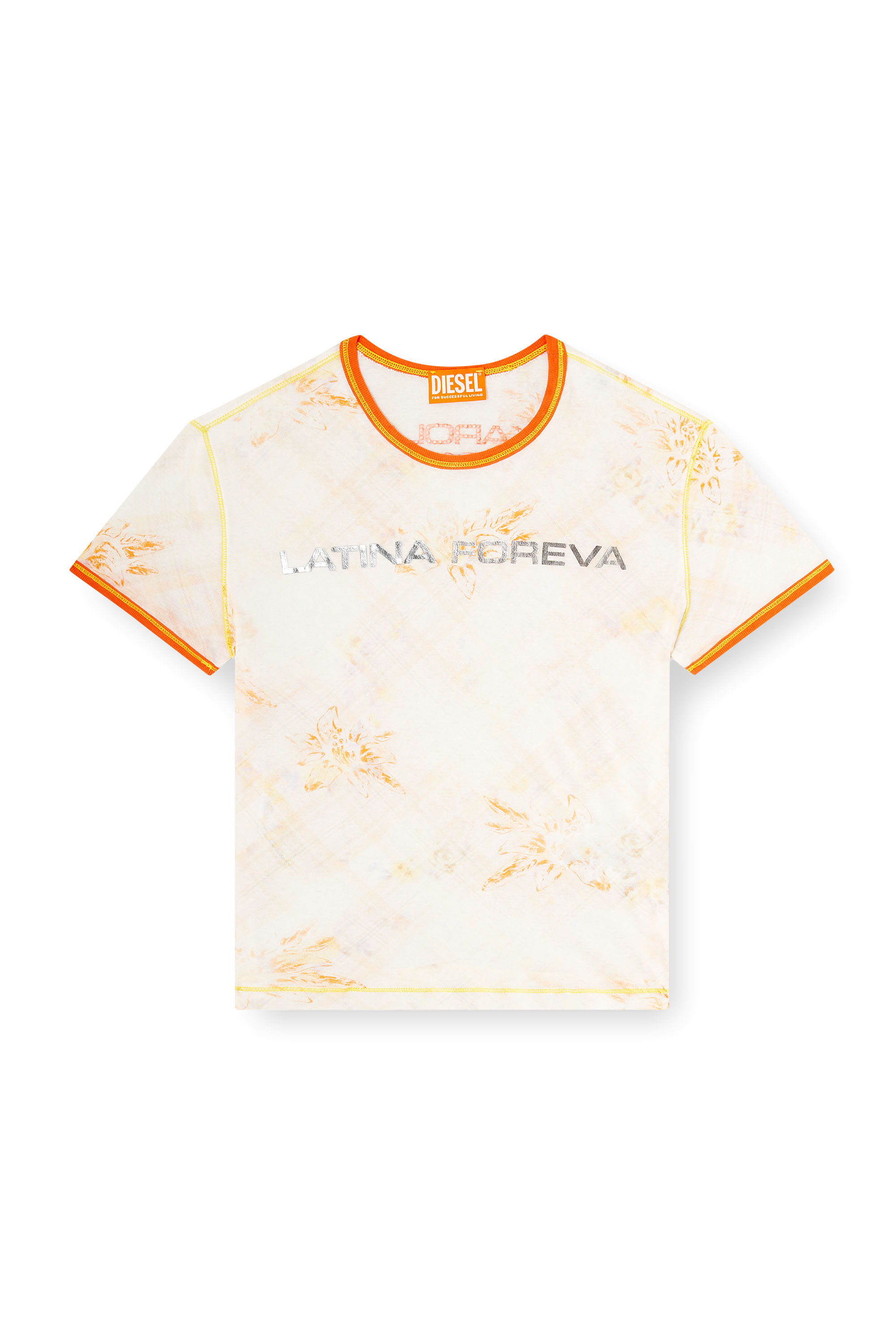 Diesel - L_Tina 4eva Tee, Woman's T-shirt with Latina Foreva print in White/Orange - 2