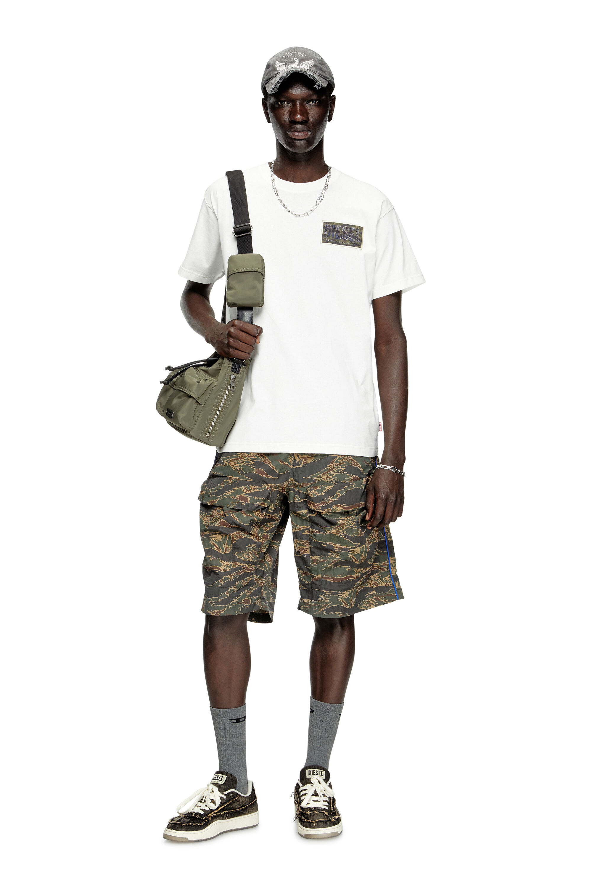 Diesel - MULTI-PKTS BUCKET X, Unisex's Multi-Pkts-Multipocket bucket bag in utilitarian shell in Military Green - 6