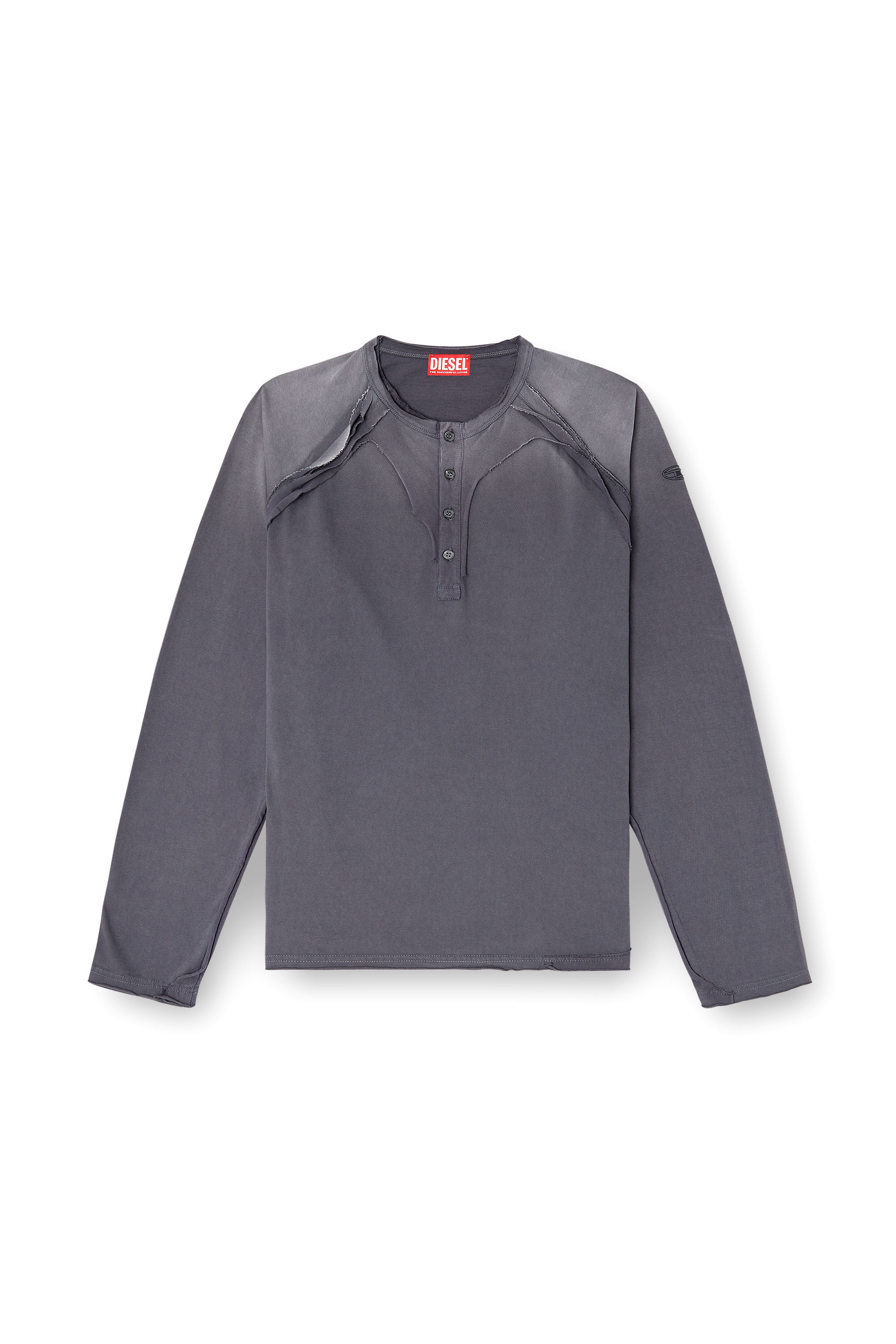 Diesel - T-RAWGY, Man's Long-sleeve T-shirt with peel-off effect in Grey - 2