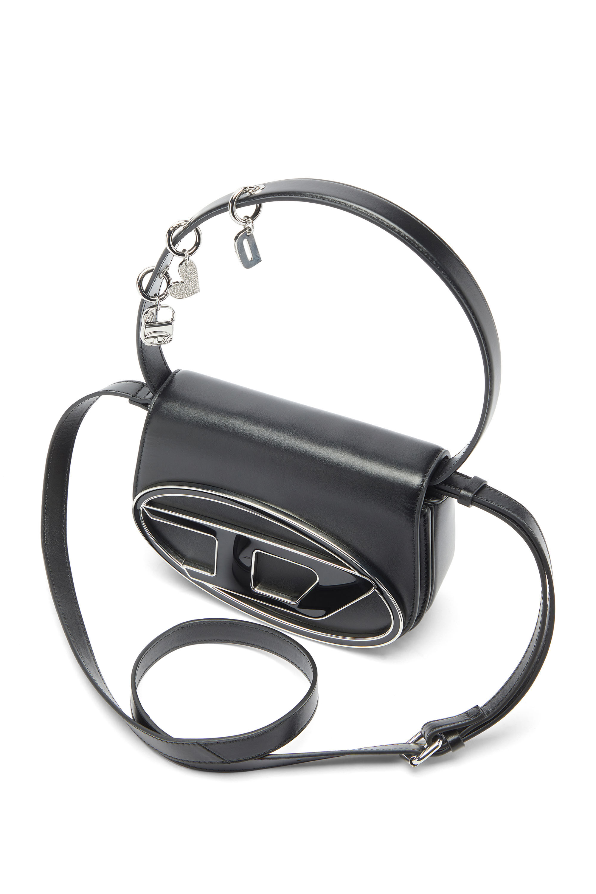 Diesel - 1DR, Woman's 1DR -Iconic shoulder bag in leather with handle charms in Black - 5