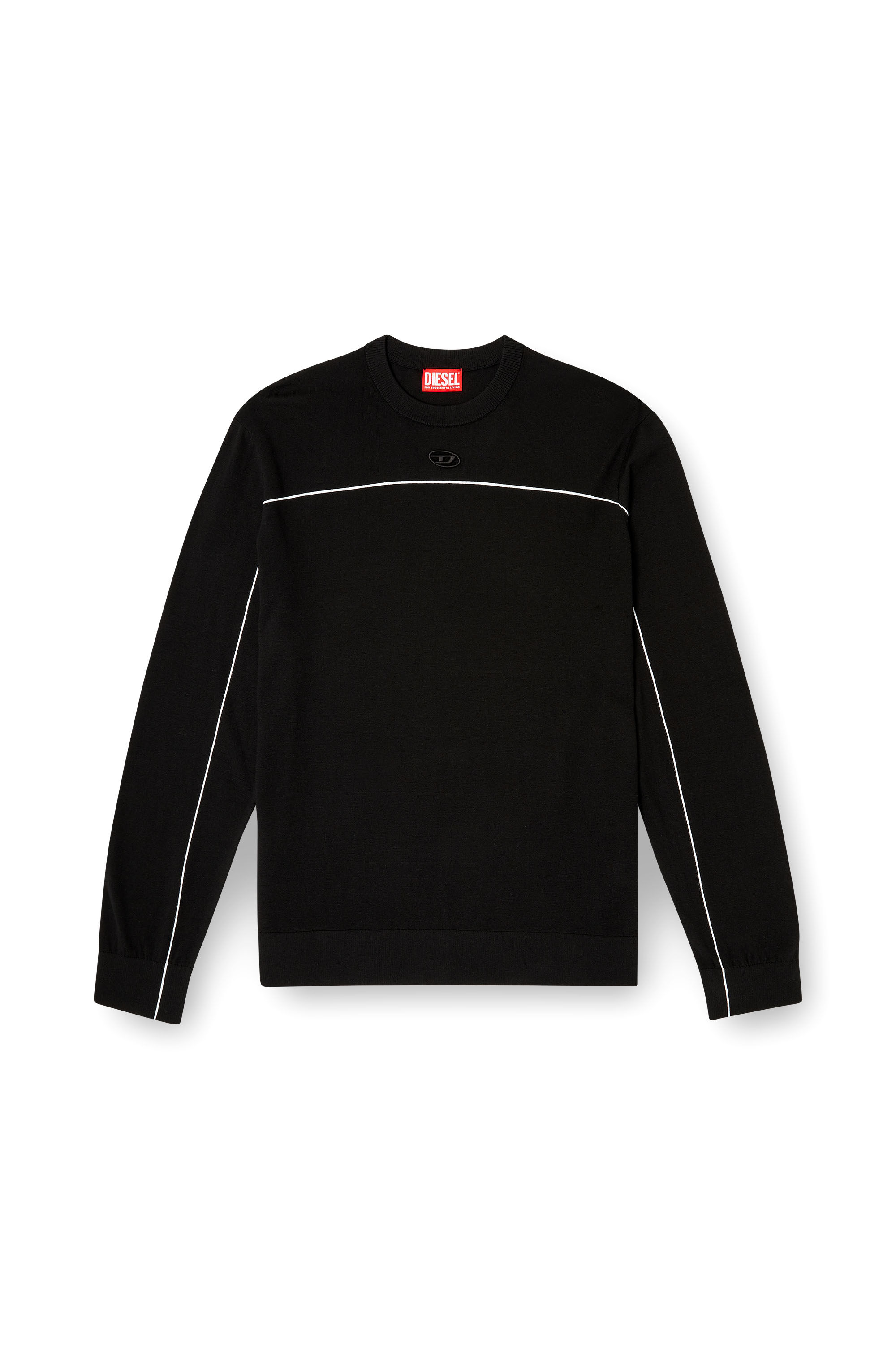 Diesel - K-VERENE, Man's Jumper in silk blend with piping in Black - 2