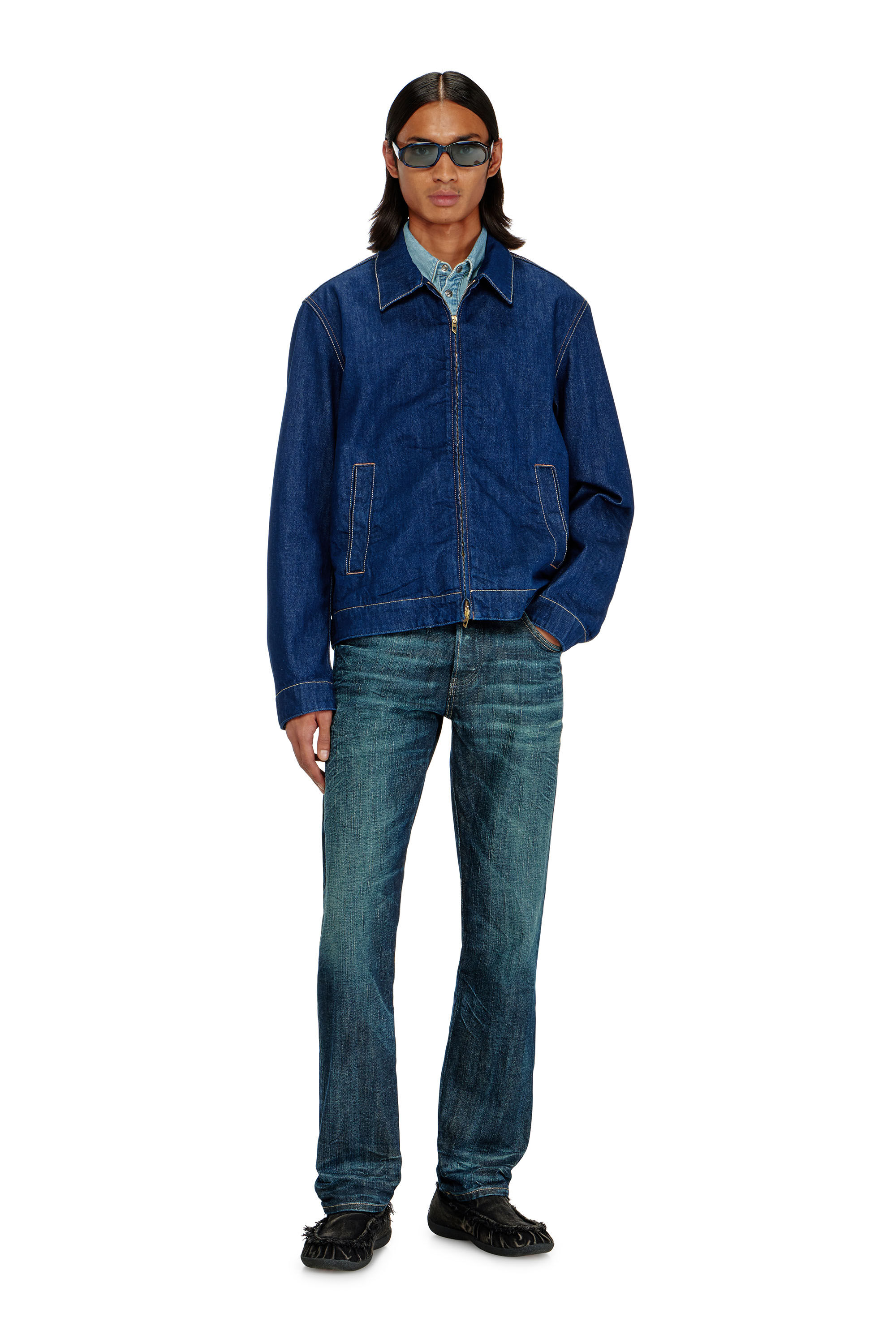 Diesel - D-ROHE, Man's Coach jacket in rinse denim in Medium blue - 1