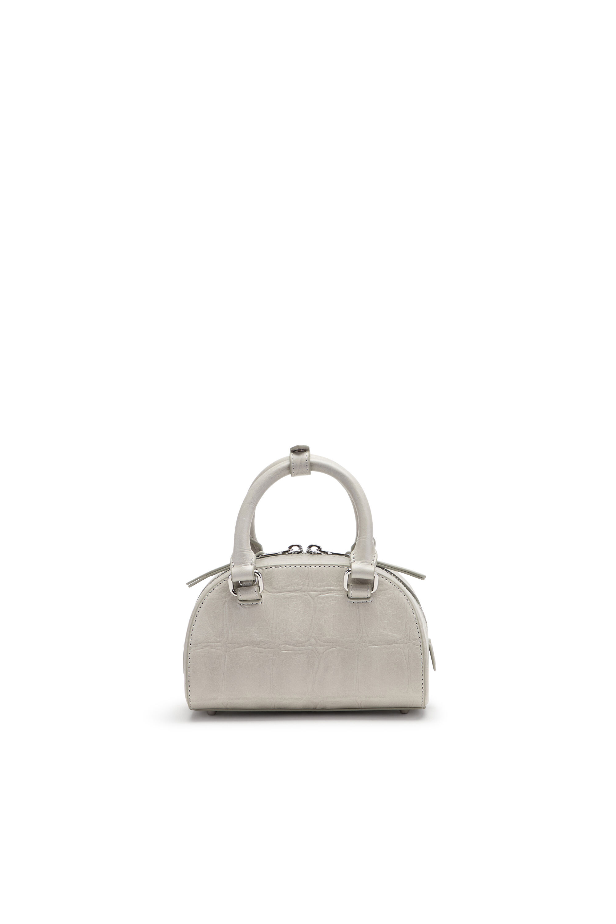 Diesel - 1DR DOME CROSSBODY, Woman's 1DR Dome-Mini bowling bag in croc-effect leather in Grey - 3