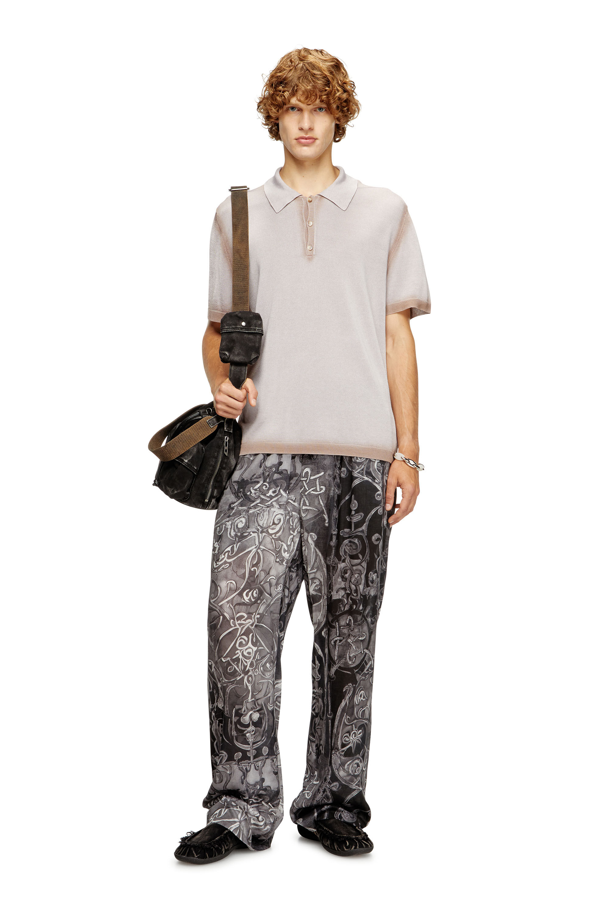 Diesel - K-VIRTO, Man's D&eacute;grad&eacute; knitted polo shirt in Beige - 1