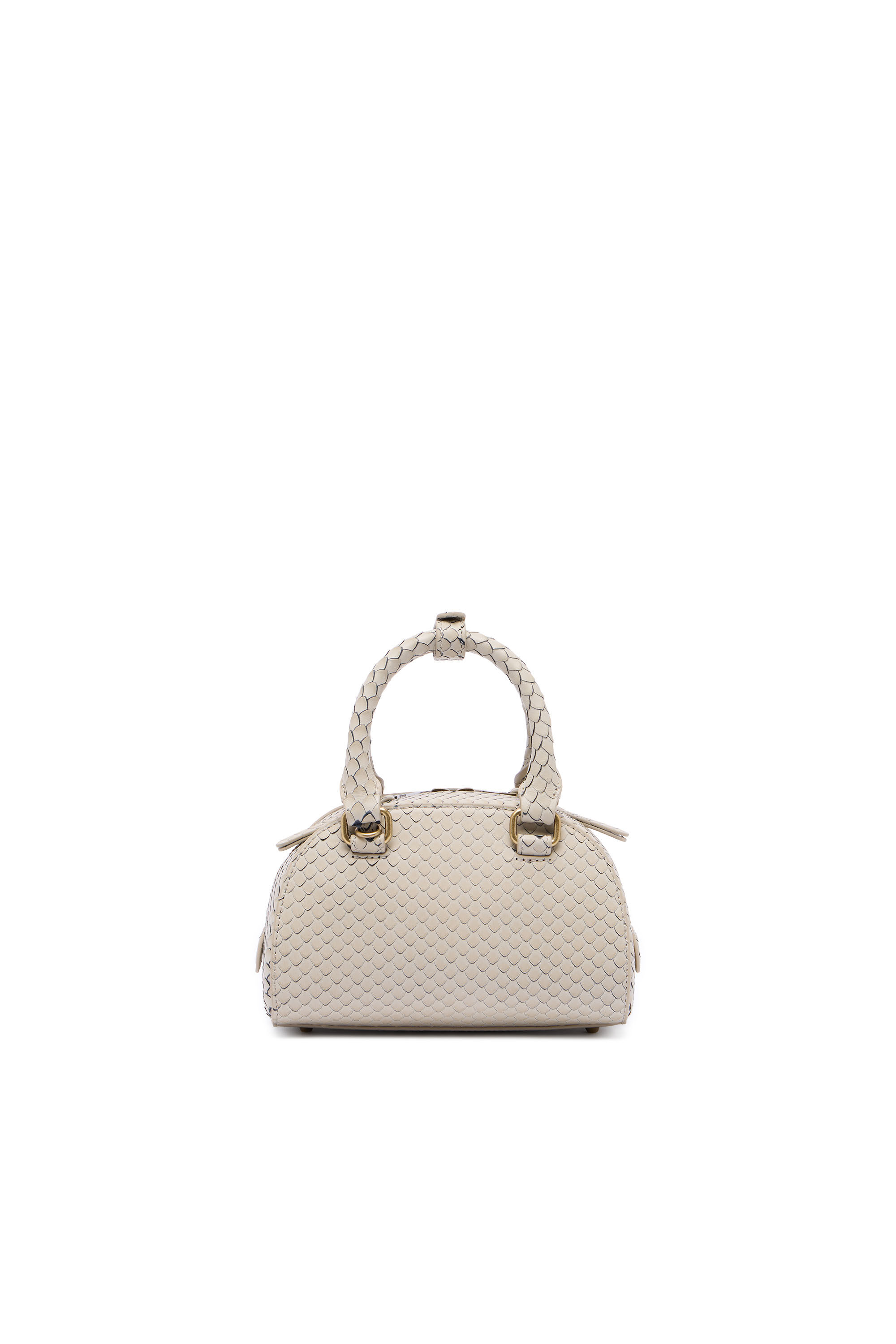Diesel - 1DR DOME CROSSBODY, Woman's 1DR Dome-Mini bowling bag in snake-effect leather in Beige - 3