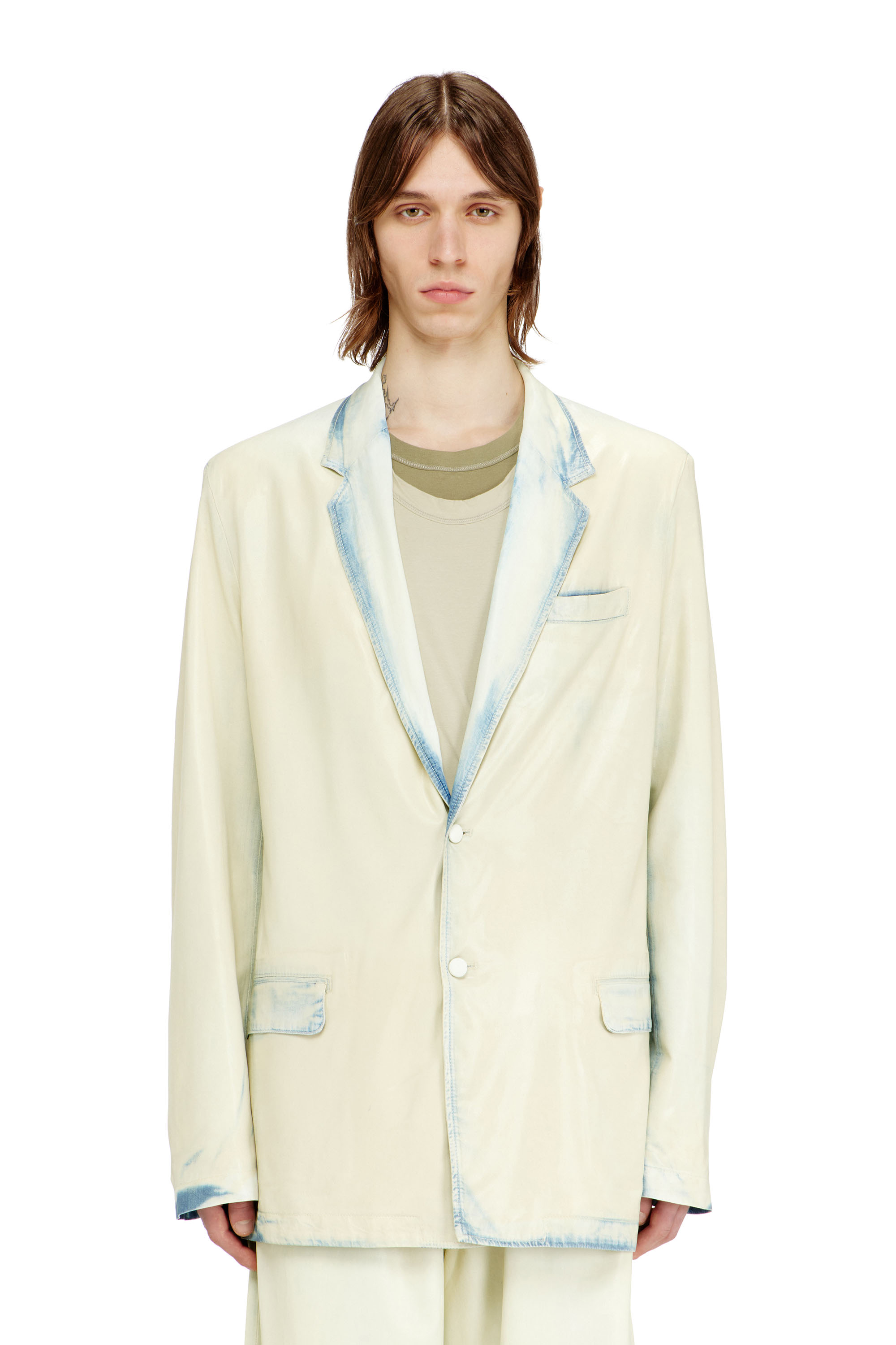 Diesel - D-NIVALE-FSI, Man's Blazer in fluid X-Ray bleach denim in Light Blue - 1