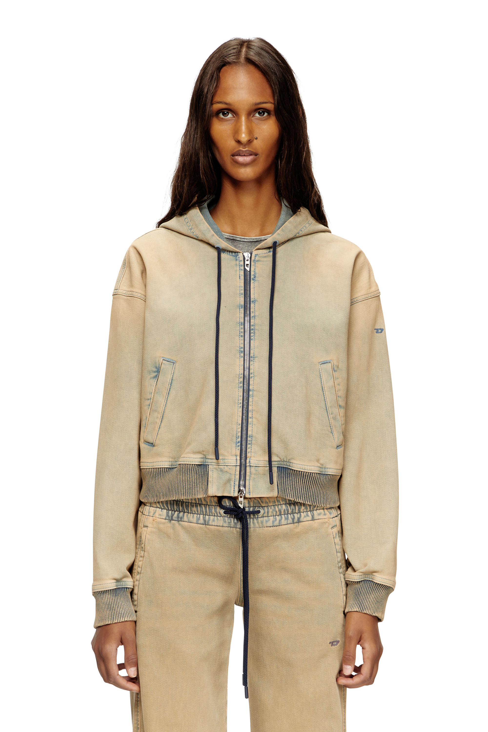 Diesel Zipped Hoodie In Coloured Jogg Jeans In Brown