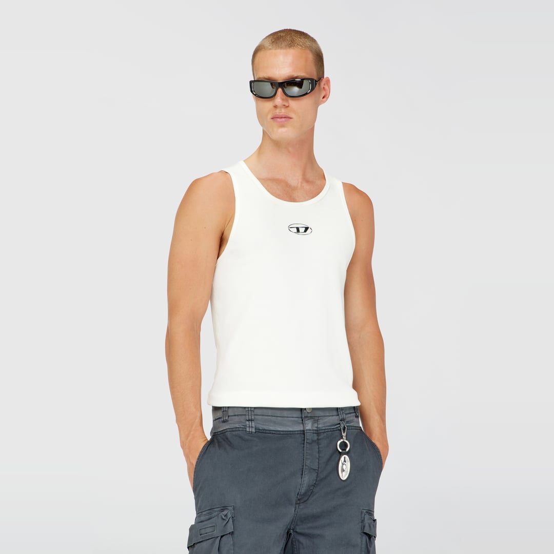 Diesel - Cotton tank top with logo - T-Shirts - Man - White