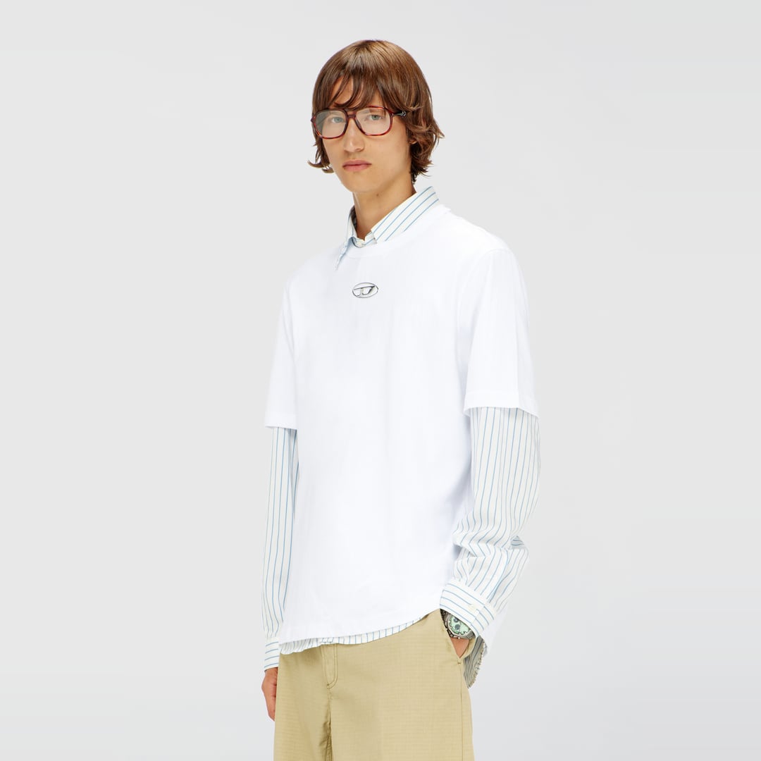 Diesel Men's White - T-Shirt With Metallic Oval D - T-Shirts - Man Extra Large - Image 1