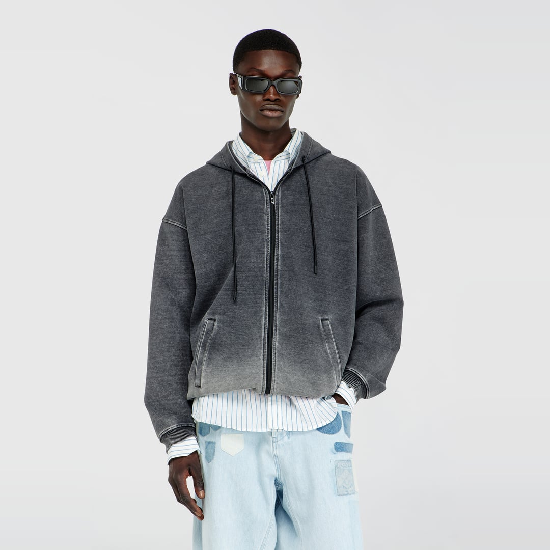 Diesel - Hooded jacket in dégradé-effect scuba - Jackets - Man - Grey