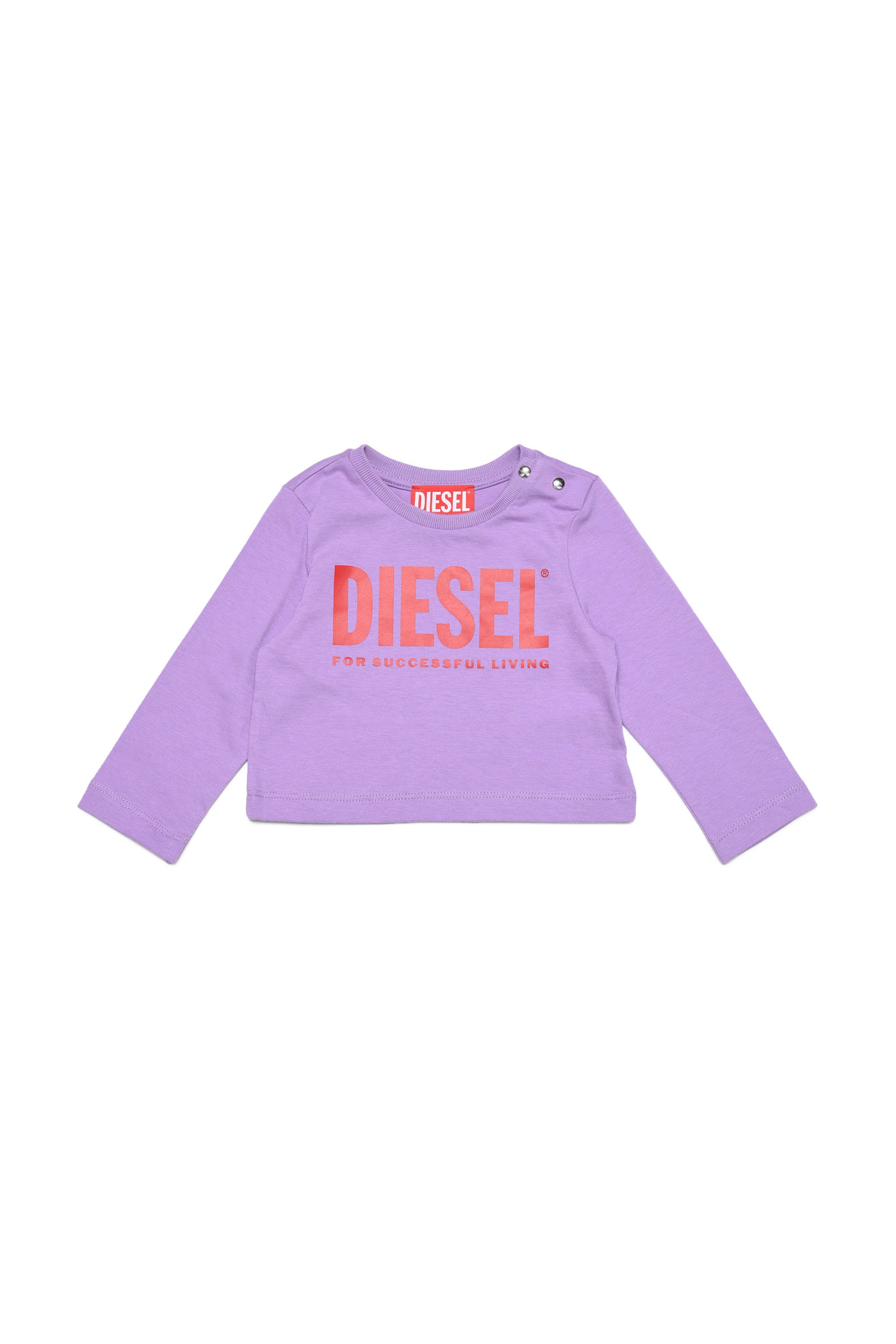 Diesel - Maglia a maniche lunghe con logo a contrasto - T-shirts e Tops - Donna - Viola