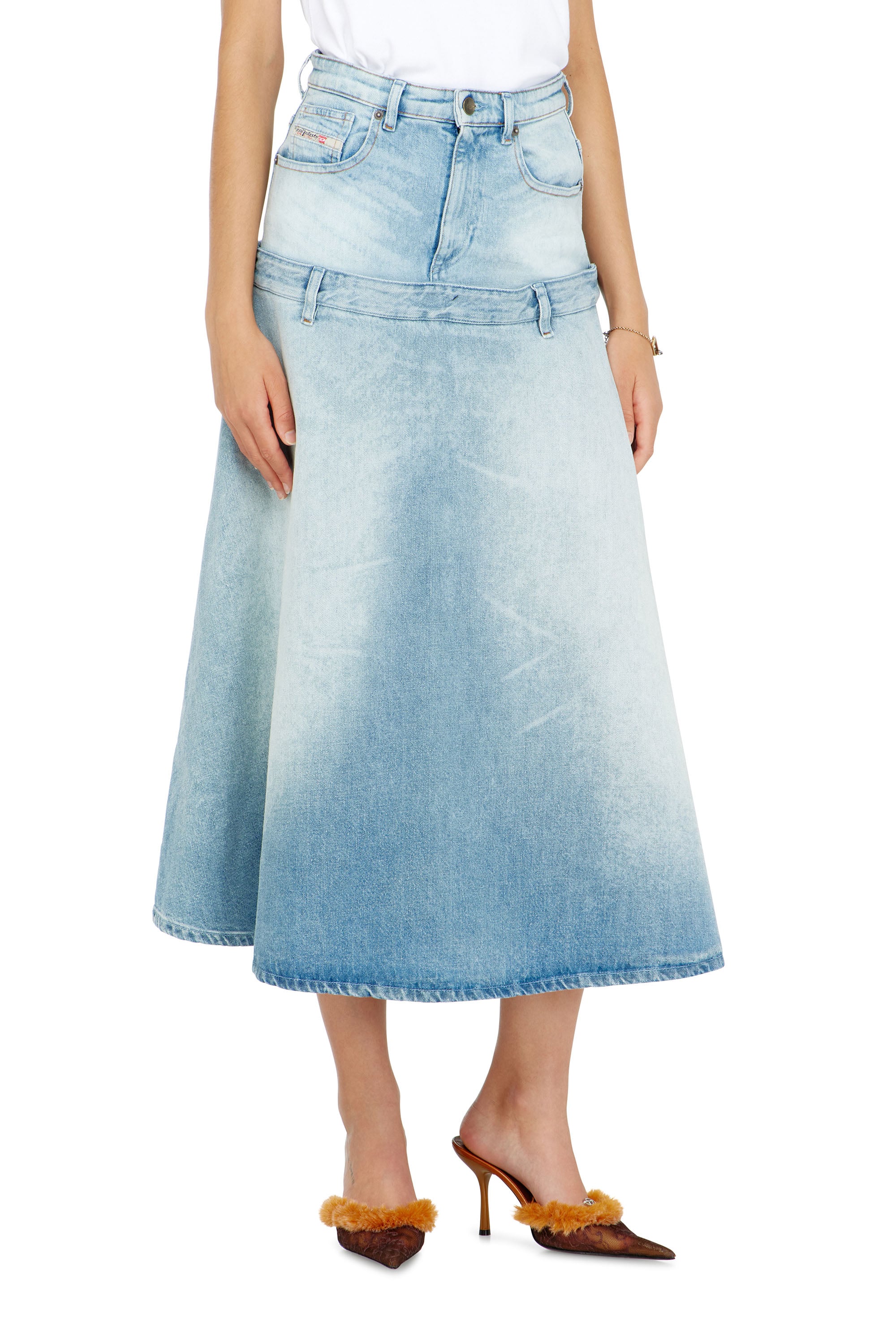 Diesel Vrouw Blauw - Denim Skirt With Layered Design - Skirts - Woman Maat 29