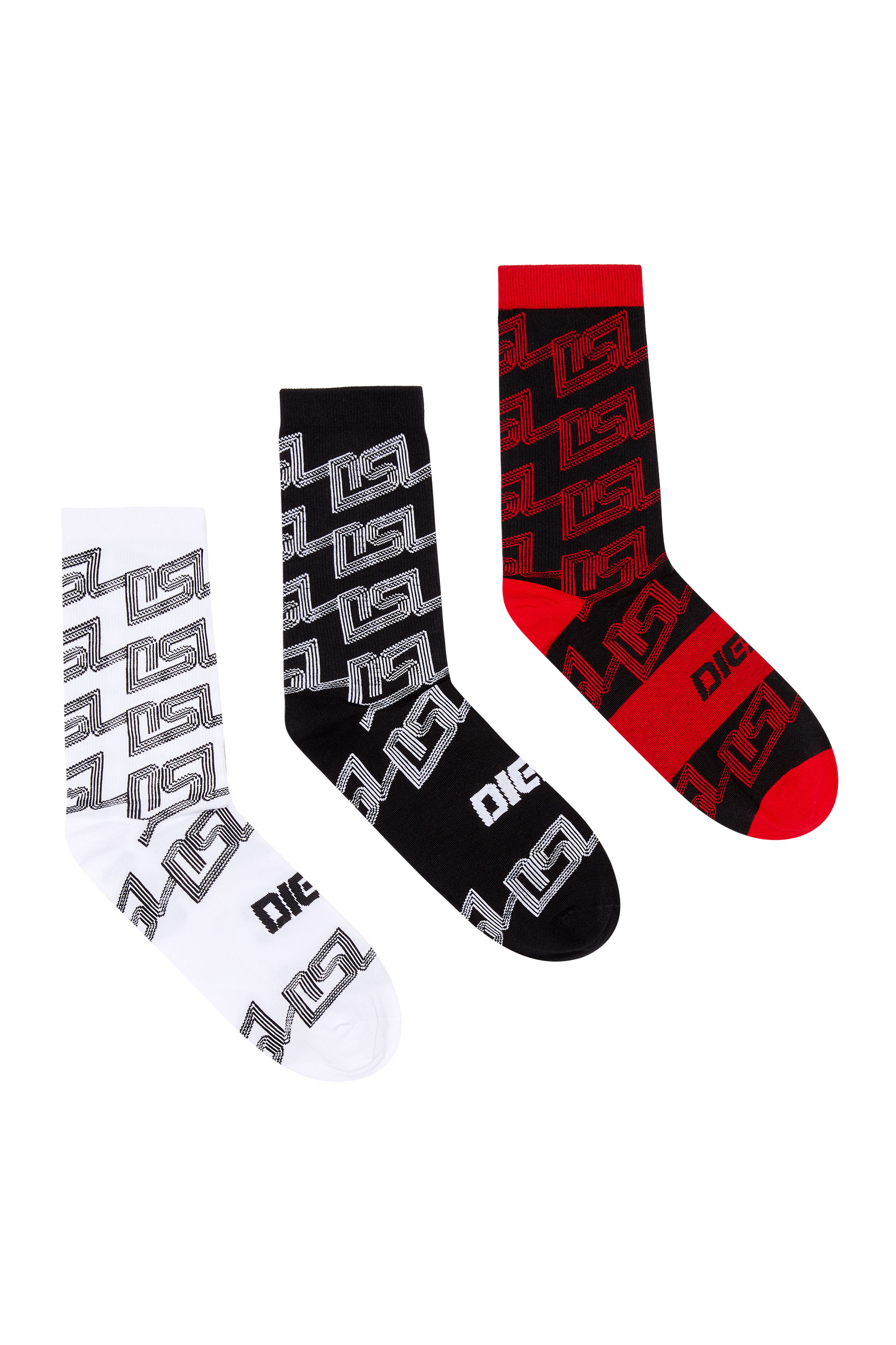 Diesel - Three-pack of socks with all-over DSL logo - Socks - Man - Multicolor