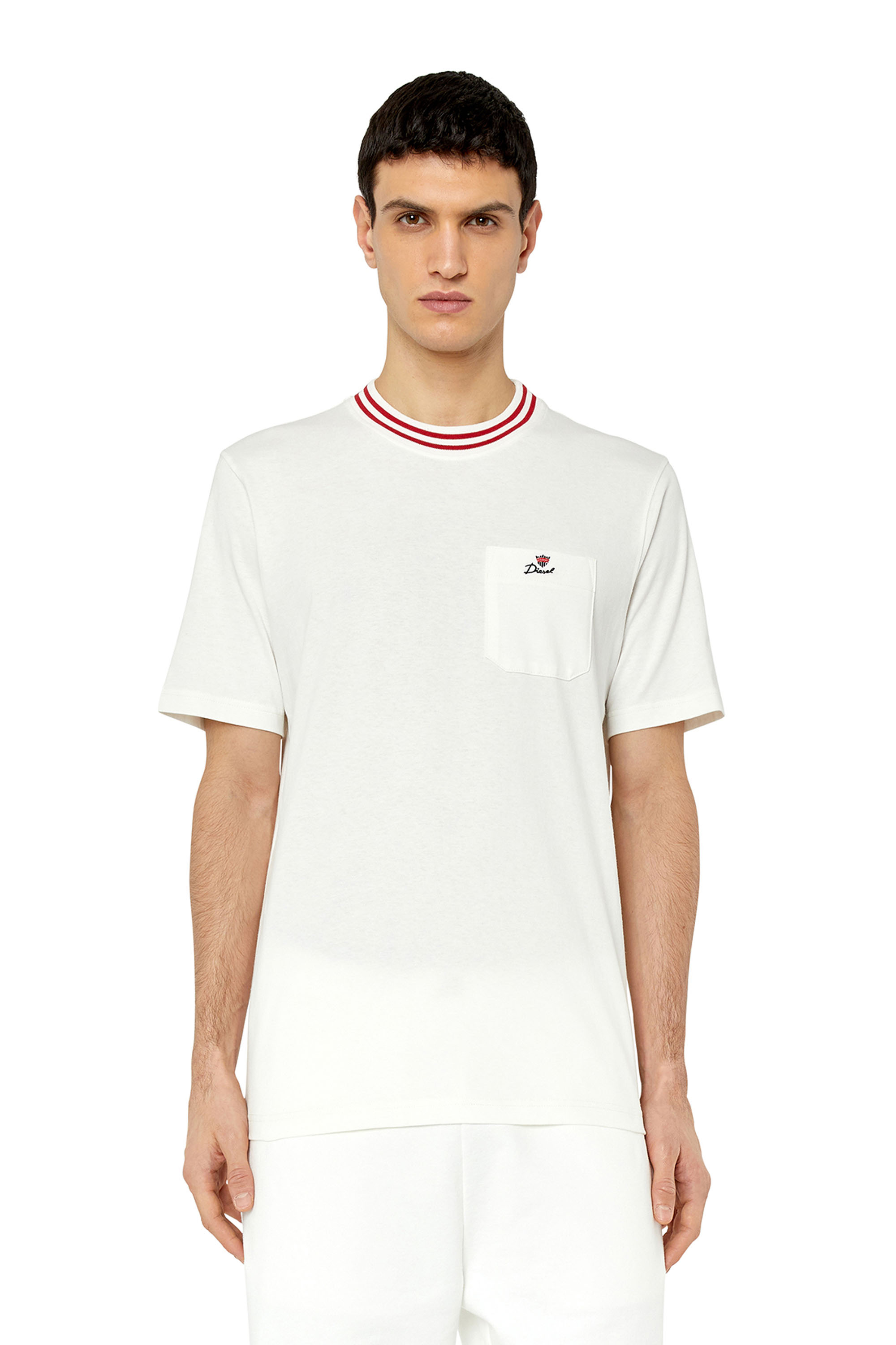 Diesel - T-shirt con logo e corona sulla tasca - T-Shirts - Uomo - Bianco