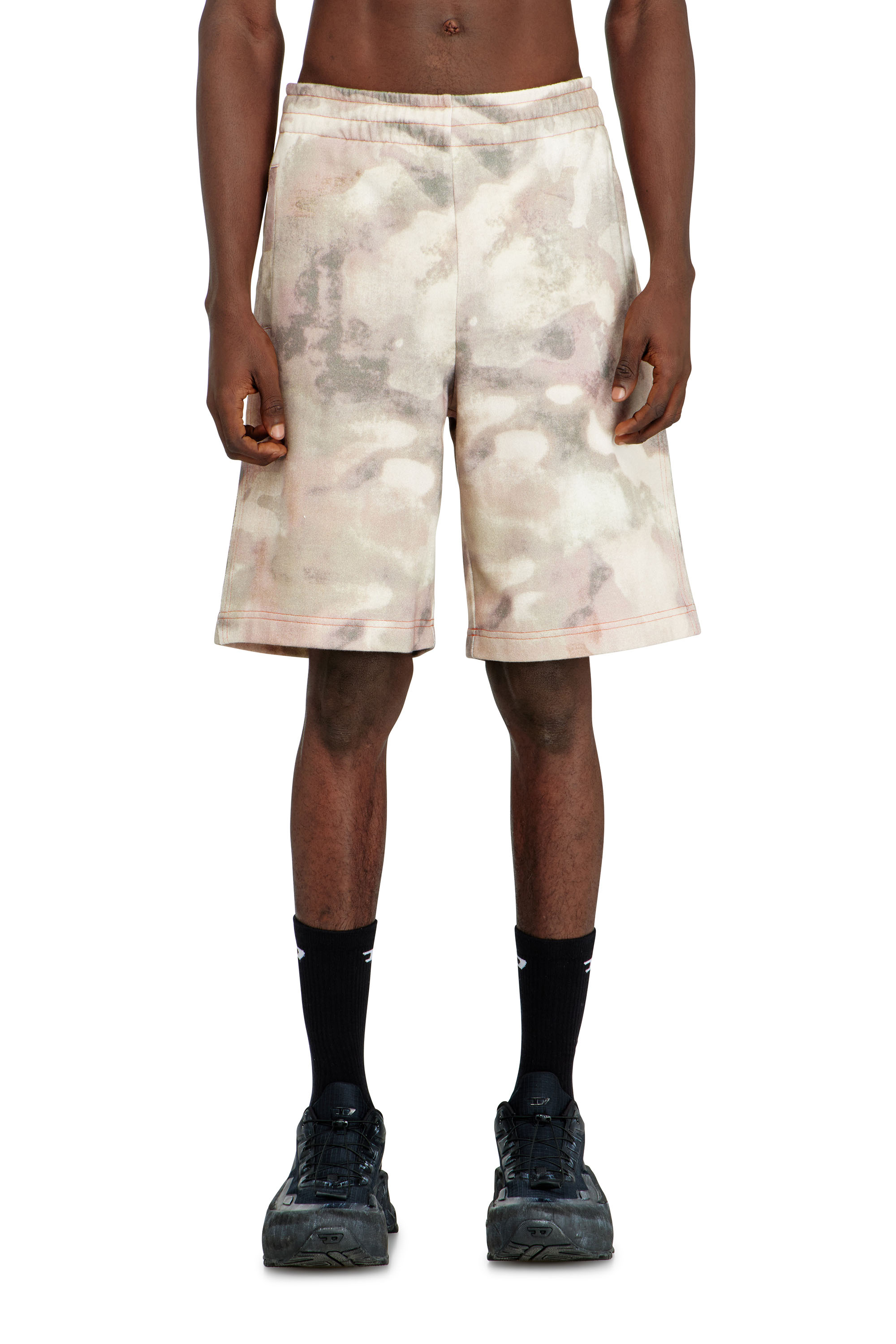 Diesel Men's Multicolor - Sweat Shorts With Camo Digital Print - Shorts - Man Large