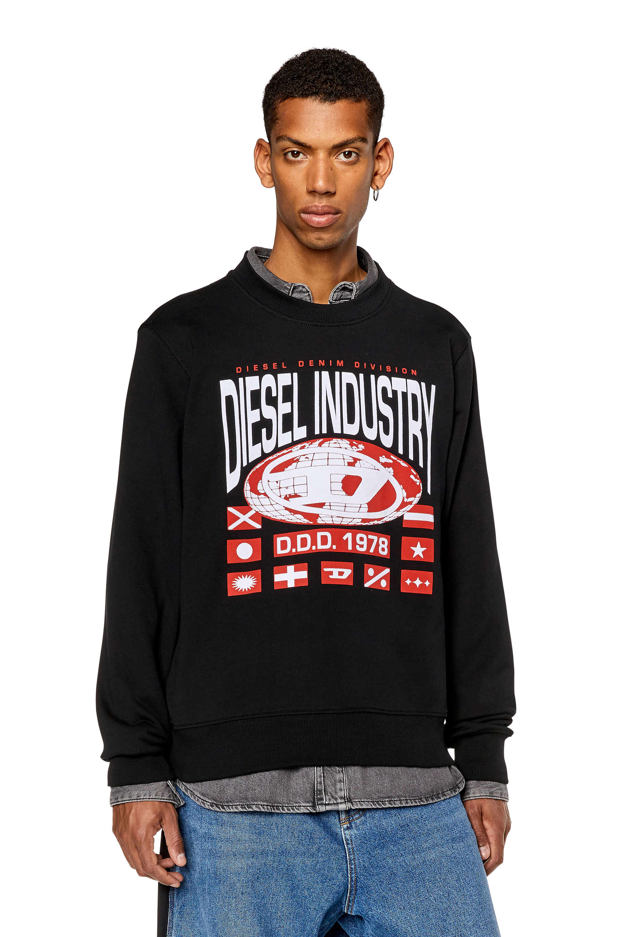 Diesel - Sweatshirt with two-tone logo print - Sweaters - Man - Black