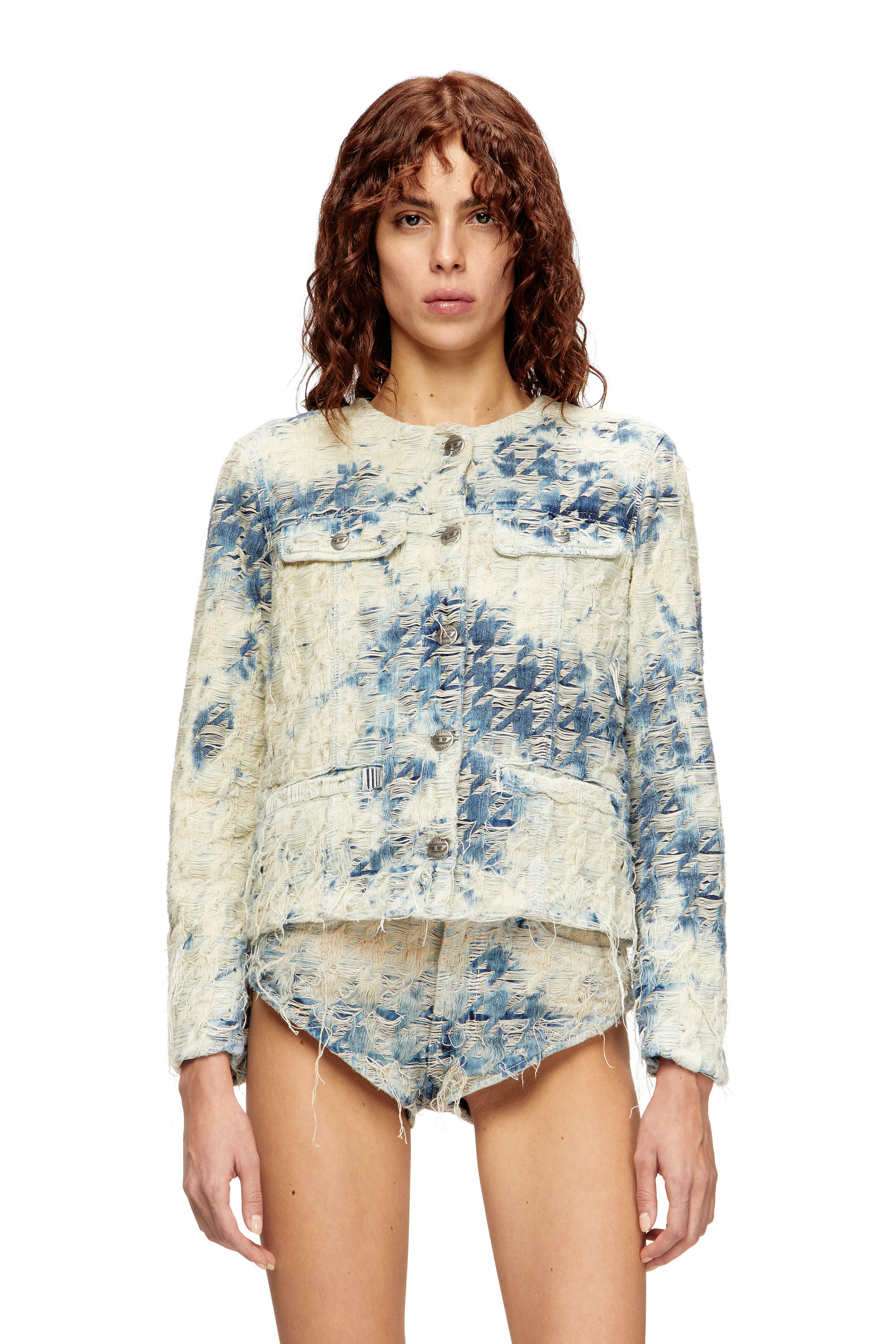 Jacket in houndstooth-weave denim - Denim Jackets