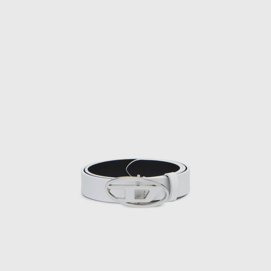 Diesel - 2.4cm leather belt with enamelled Oval D buckle - Belts - Woman - White
