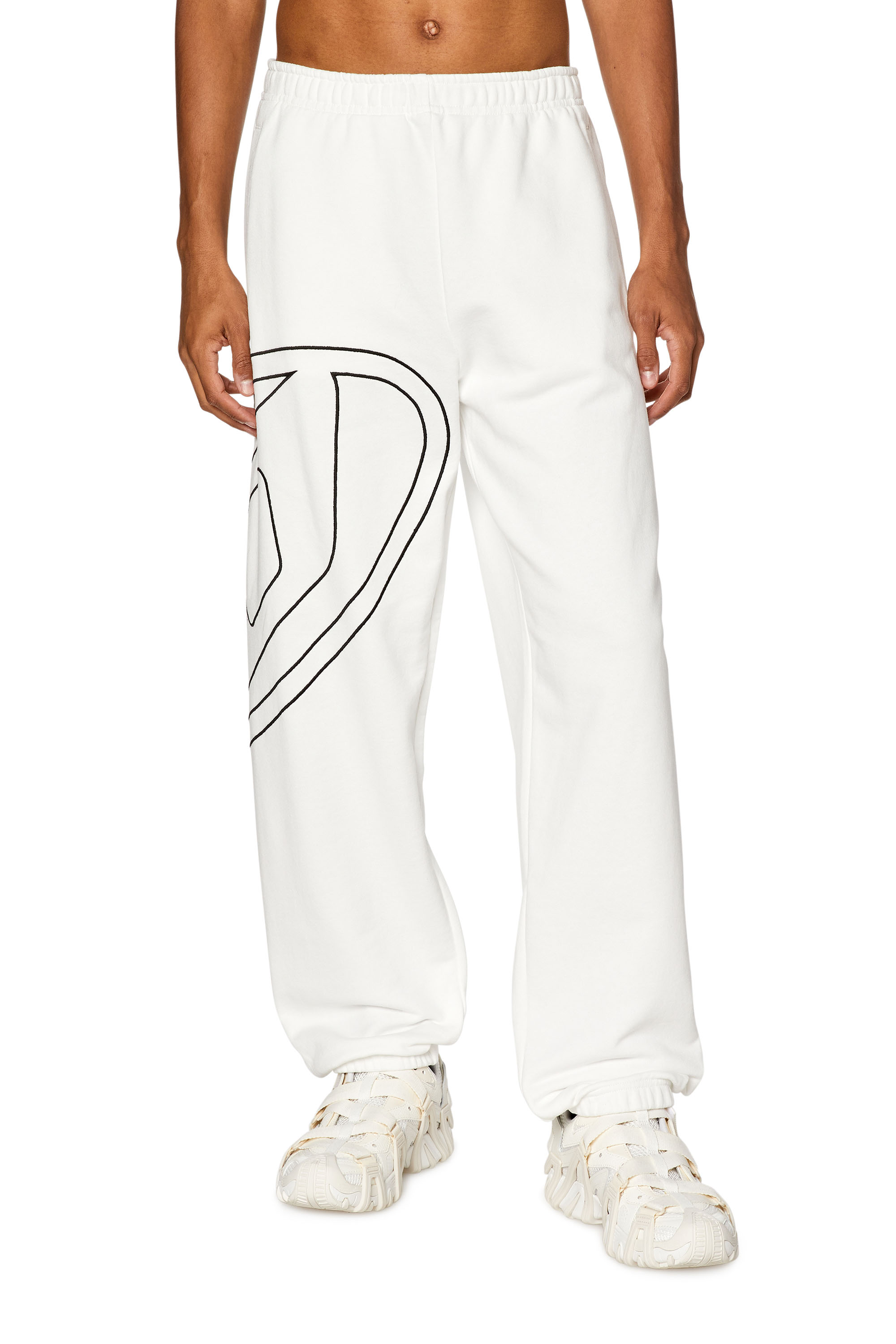 Diesel - Pantaloni sportivi con maxi logo oval D - Pantaloni - Uomo - Bianco