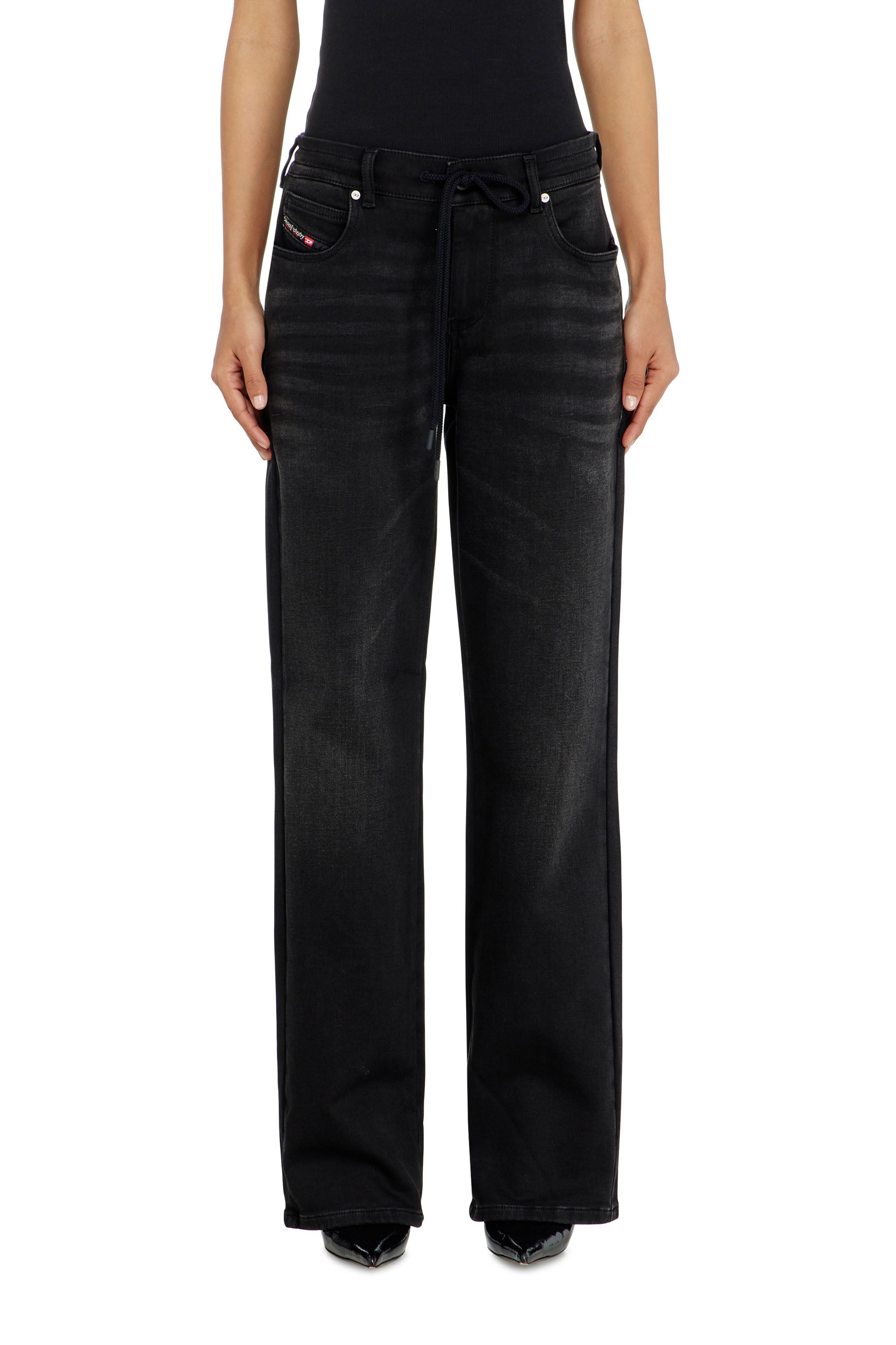 Diesel Vrouw Zwart Regular Regular Waist 2071 D-Meel Joggjeans, Black/Dark Grey, Zip Fly Maat 31