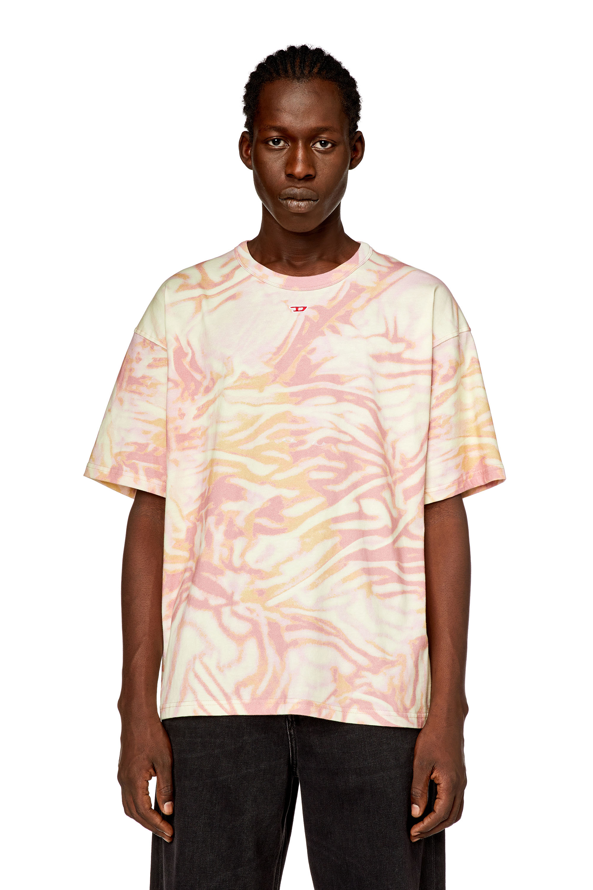 Shop Diesel T-shirt With Zebra-camo Print In Pink