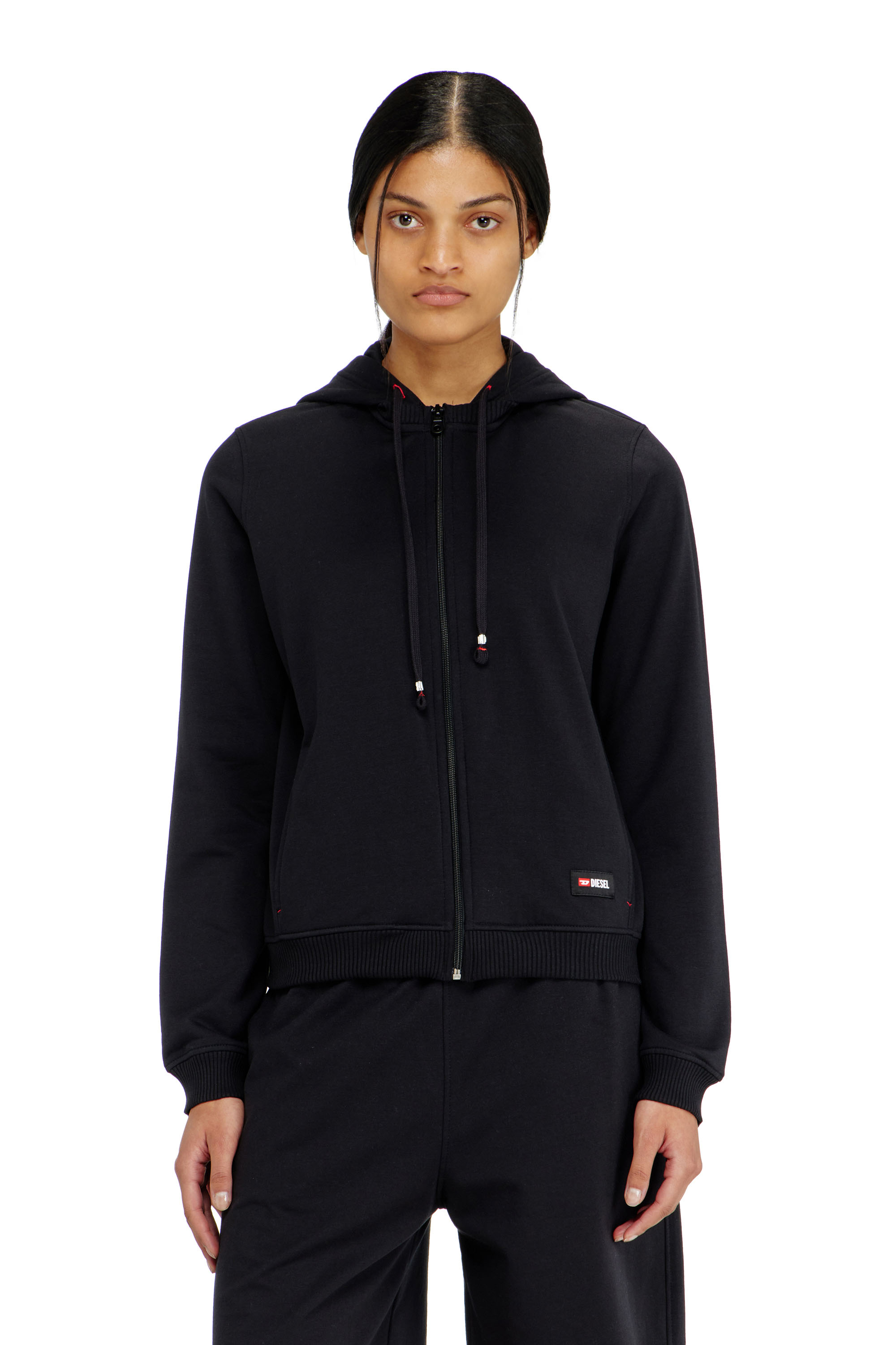 Diesel - Hoodie in peached cotton blend - Tops - Woman - Black