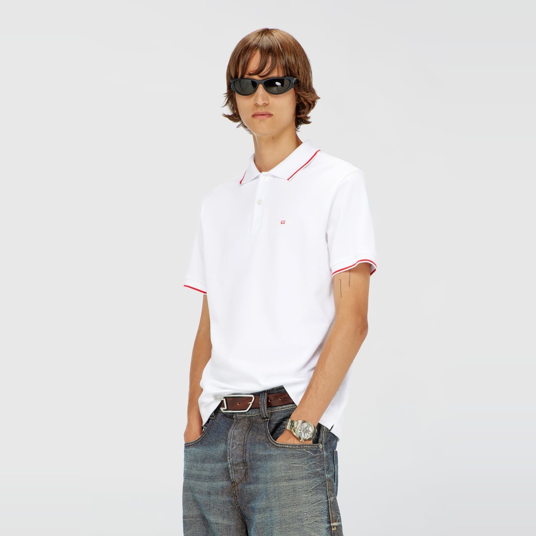 Diesel - Polo shirt with micro Diesel embroidery - Polos - Man - White
