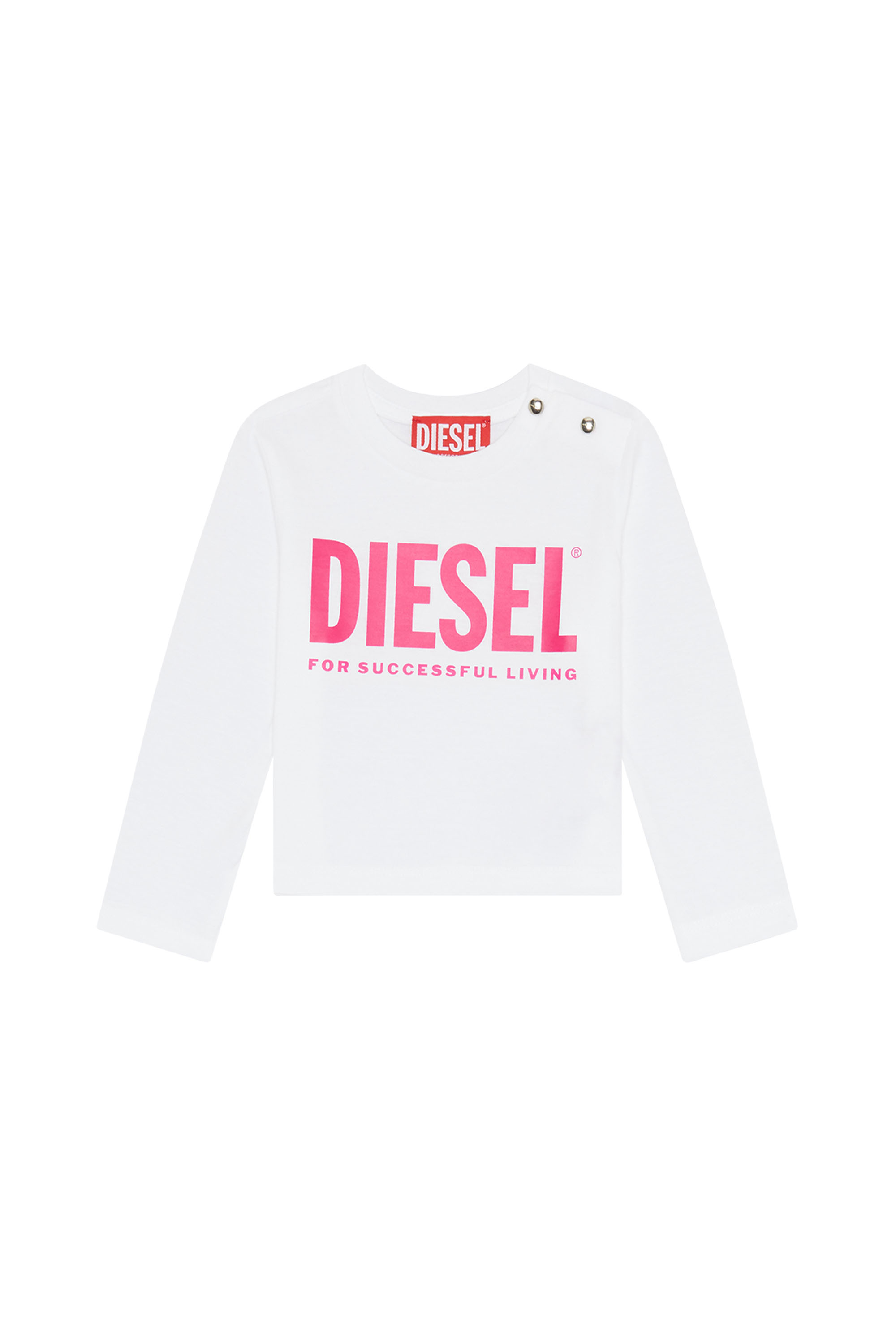 Diesel - Maglia a maniche lunghe con logo a contrasto - T-shirts e Tops - Donna - Bianco