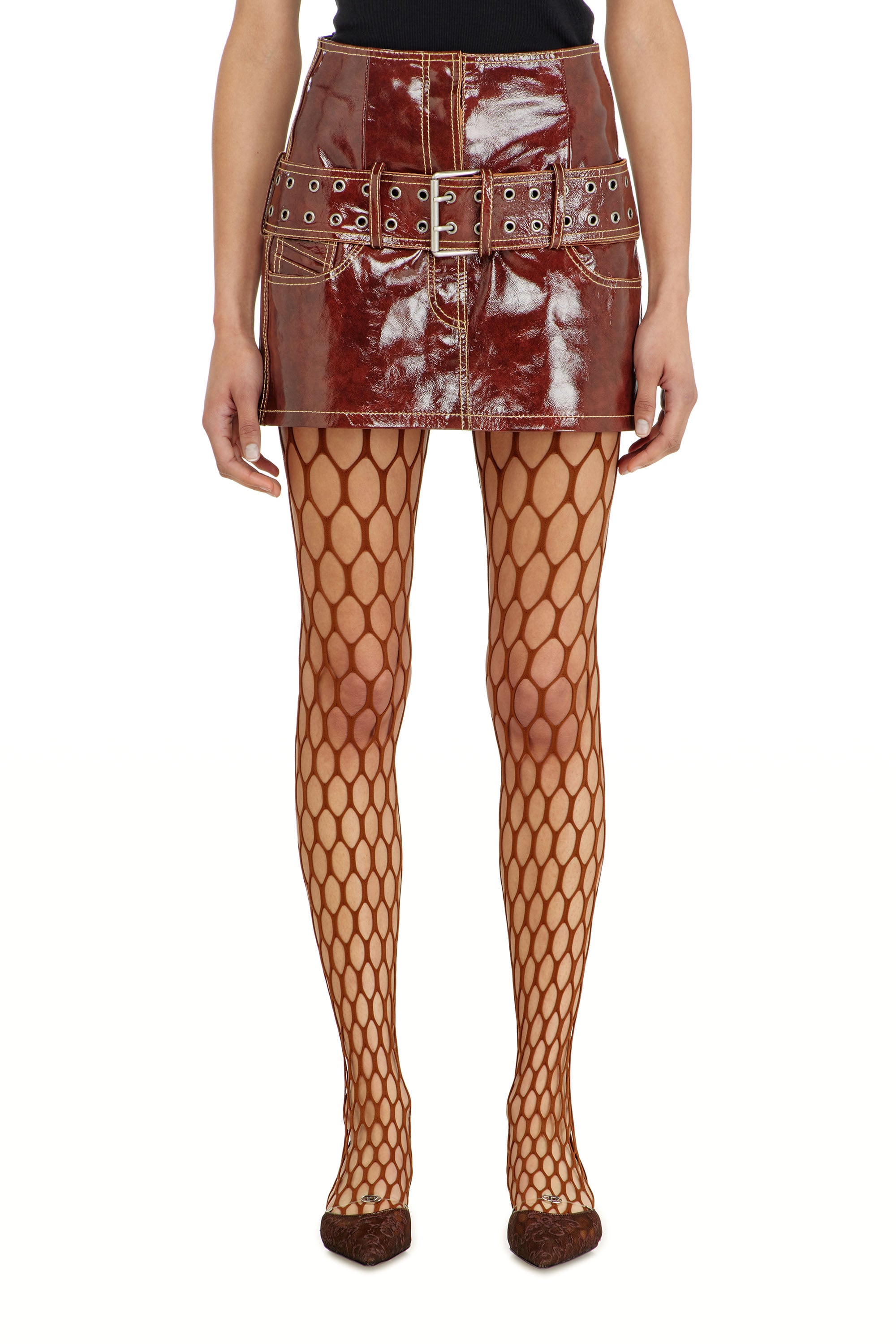Diesel - Patent-leather miniskirt with belt - Skirts - Woman - Red