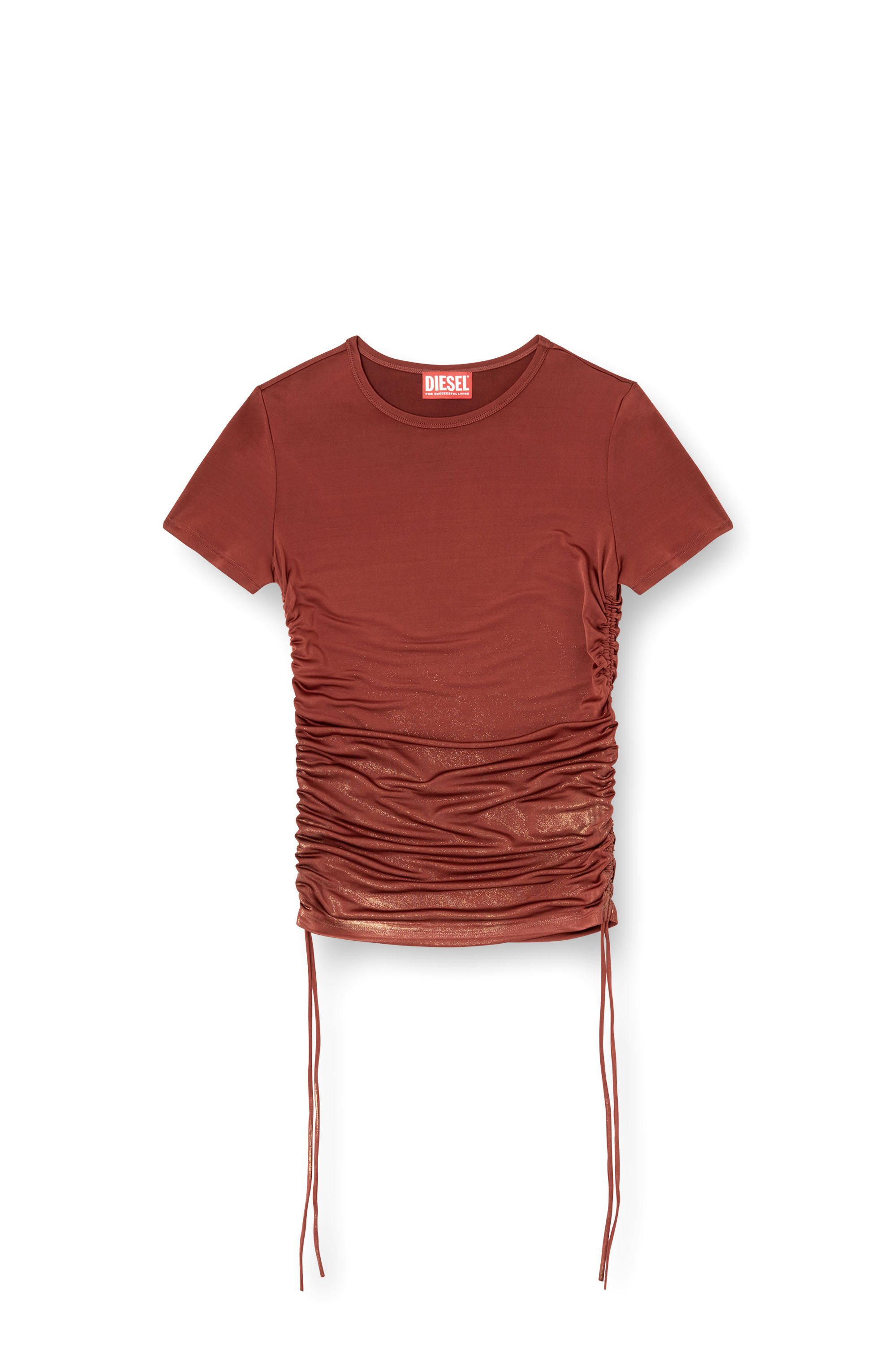 Diesel - T-REY, Woman's Jersey top with drawstring sides in Brown - 3