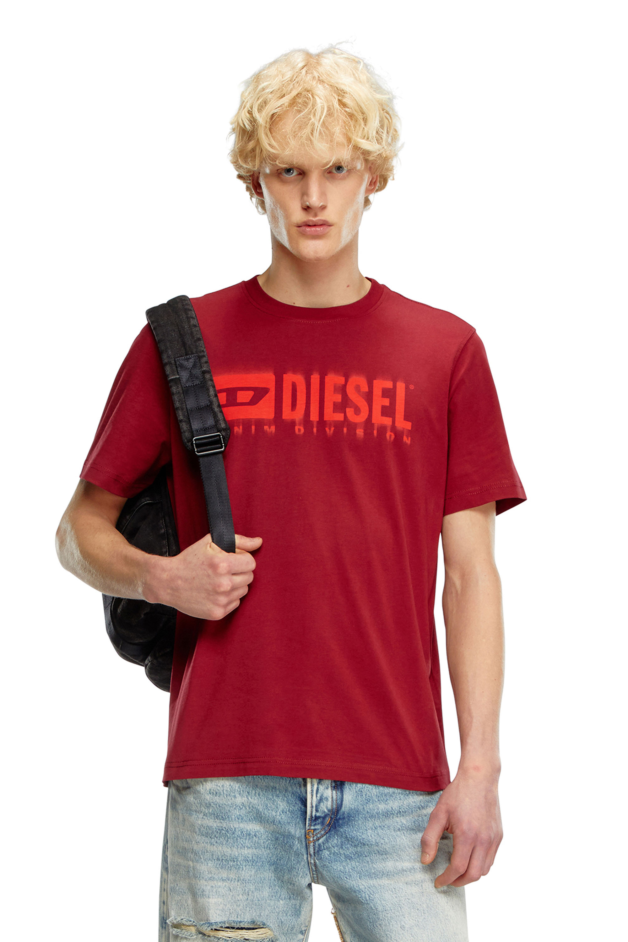 Diesel - T-shirt con logo Diesel sfumato - T-Shirts - Uomo - Rosso