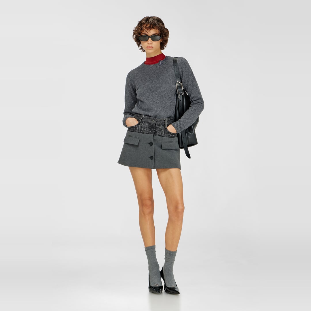 Diesel - Pull en laine avec logo brodé sur le col - Pull Maille - Femme - Gris