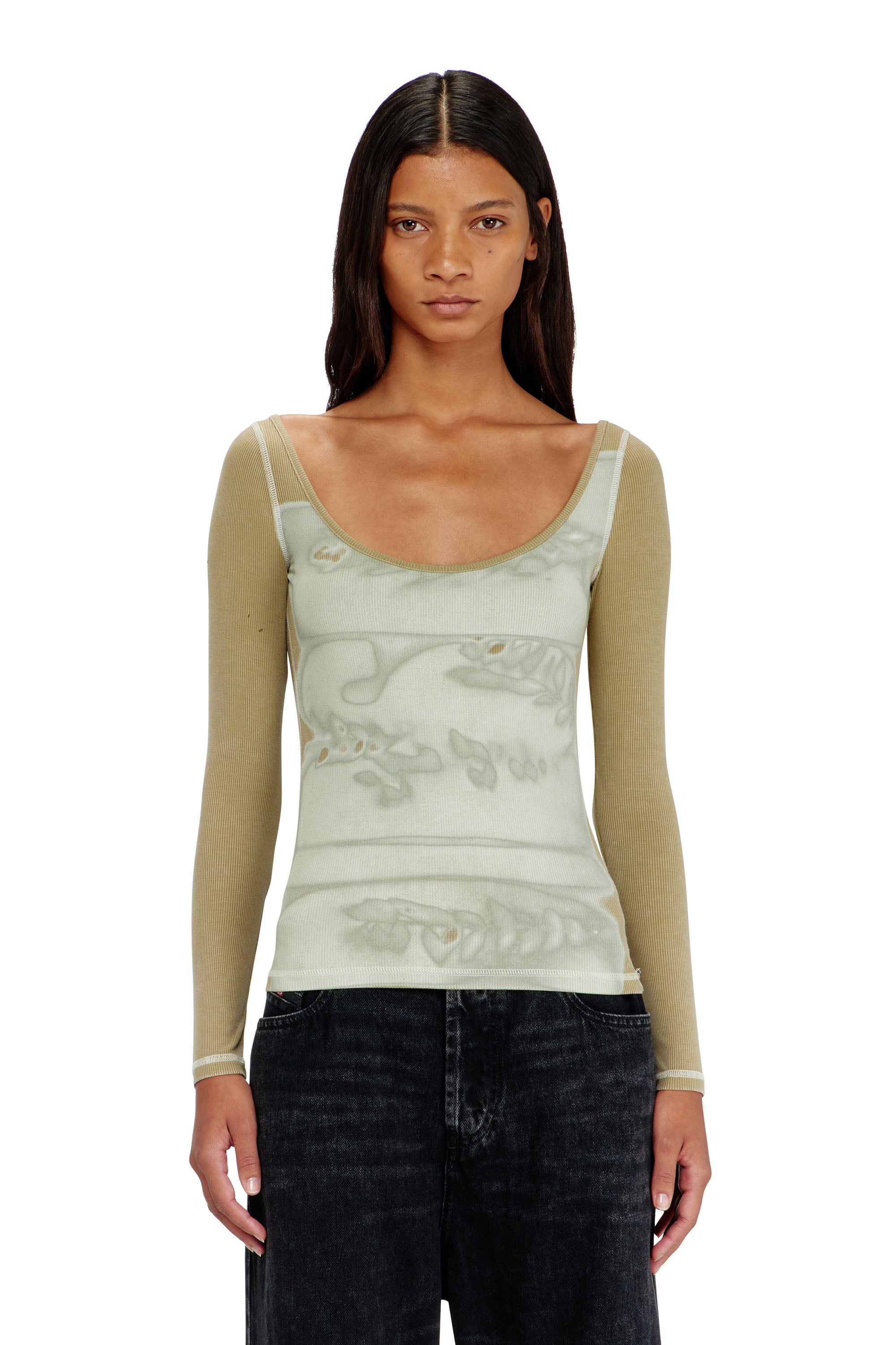 Diesel - Slim fit top with digital print - Tops - Woman - Multicolor