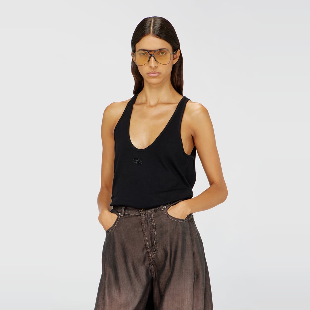 Diesel - Ribbed tank top with Oval D - T-Shirts - Woman - Black